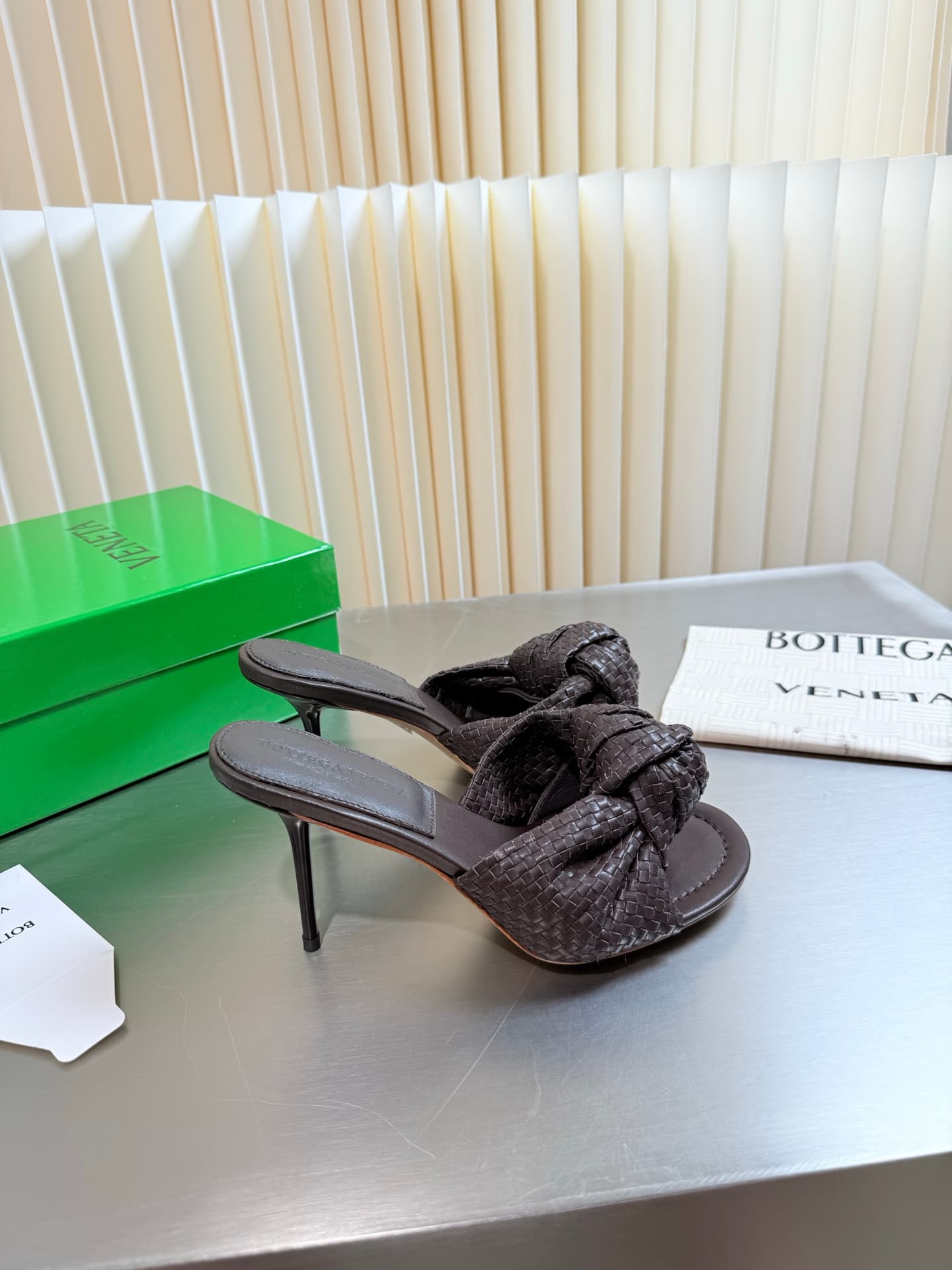 D13696 Hand-woven BV Cherry Flat Mule – Comfortable and versatile; perfect for slippers — image 2