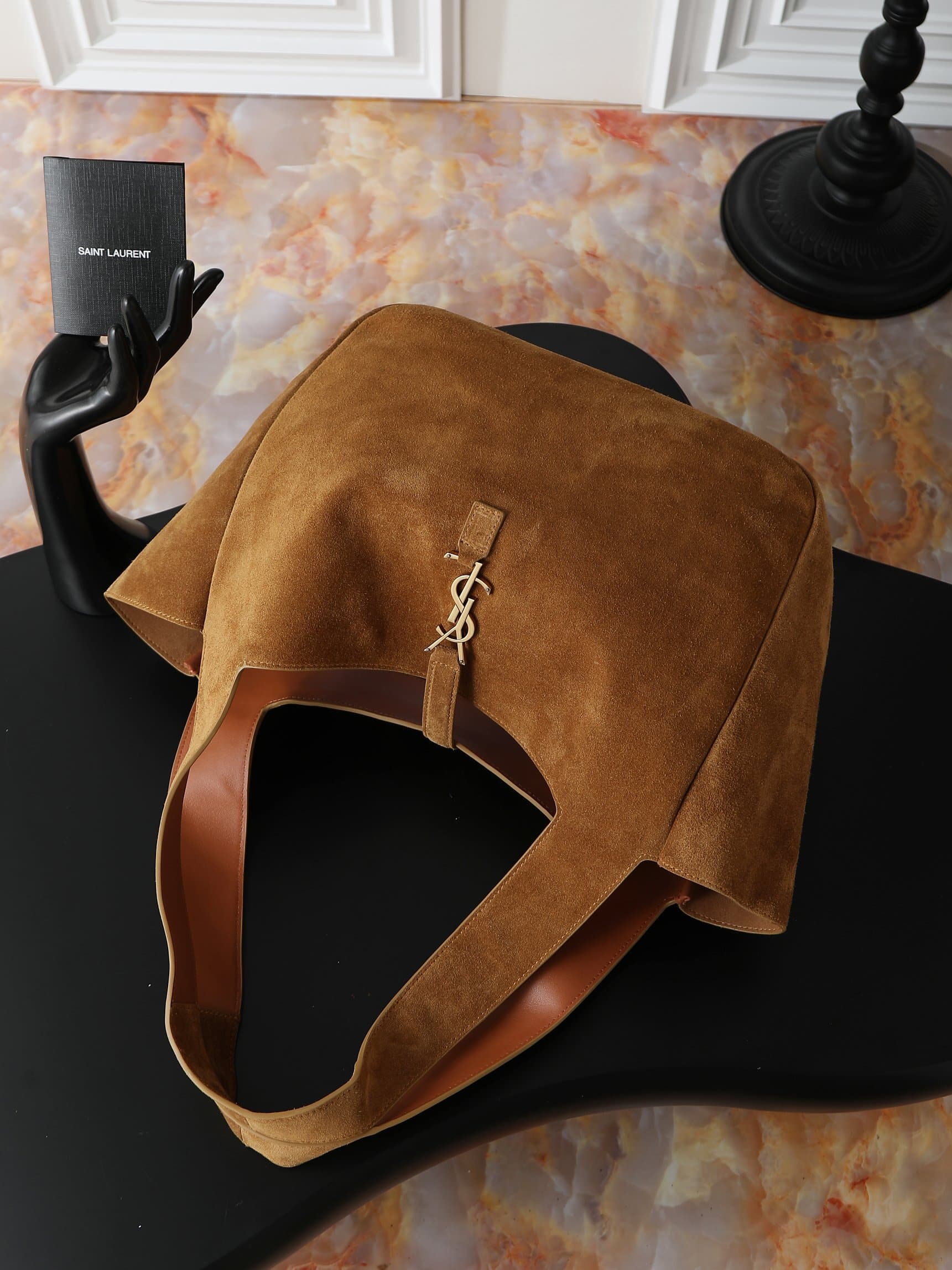 C8520 Caramel brown silk gold buttons — image 7