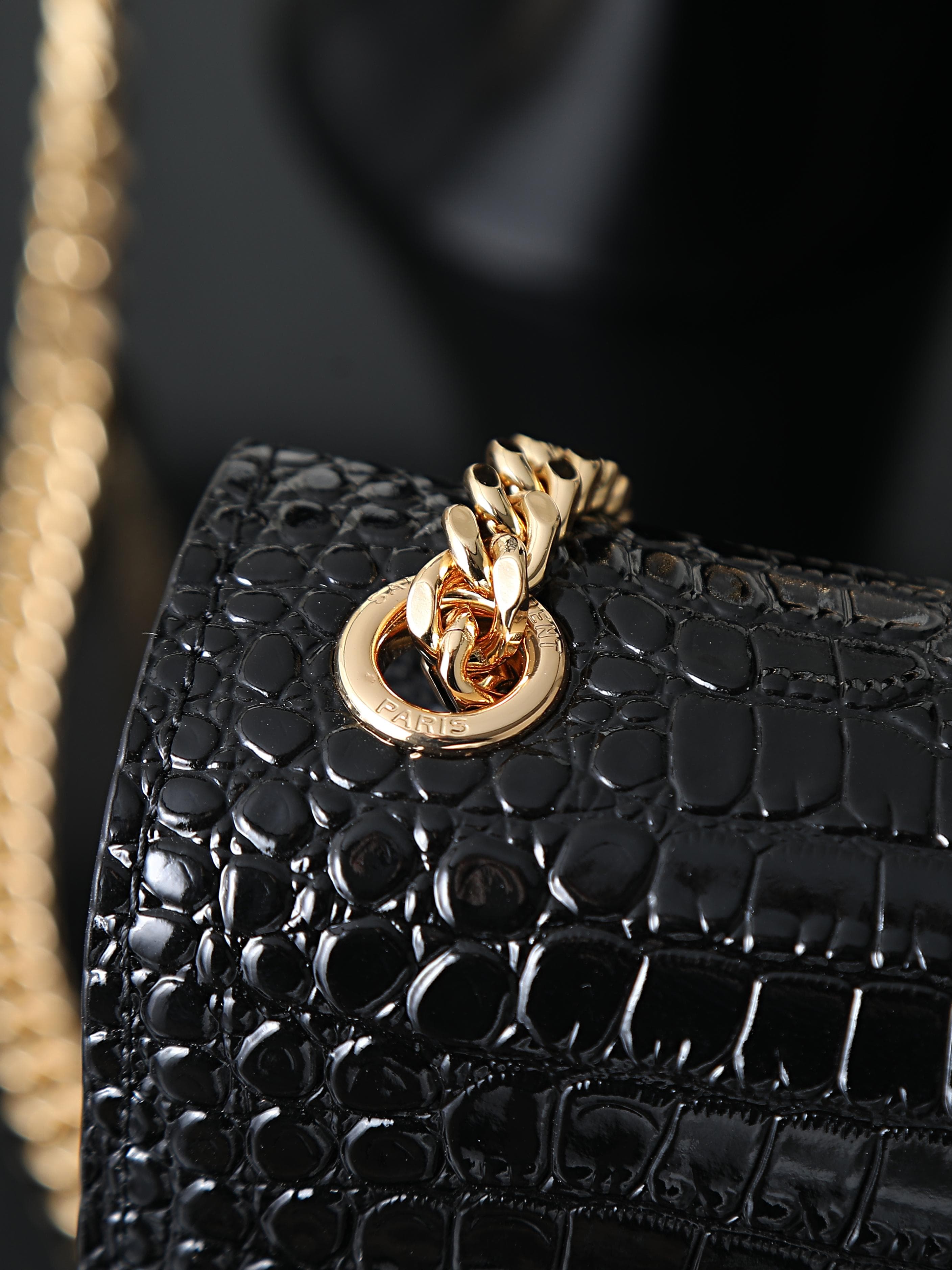 C8450 Black crocodile-patterned gold buttons · 20cm — image 5