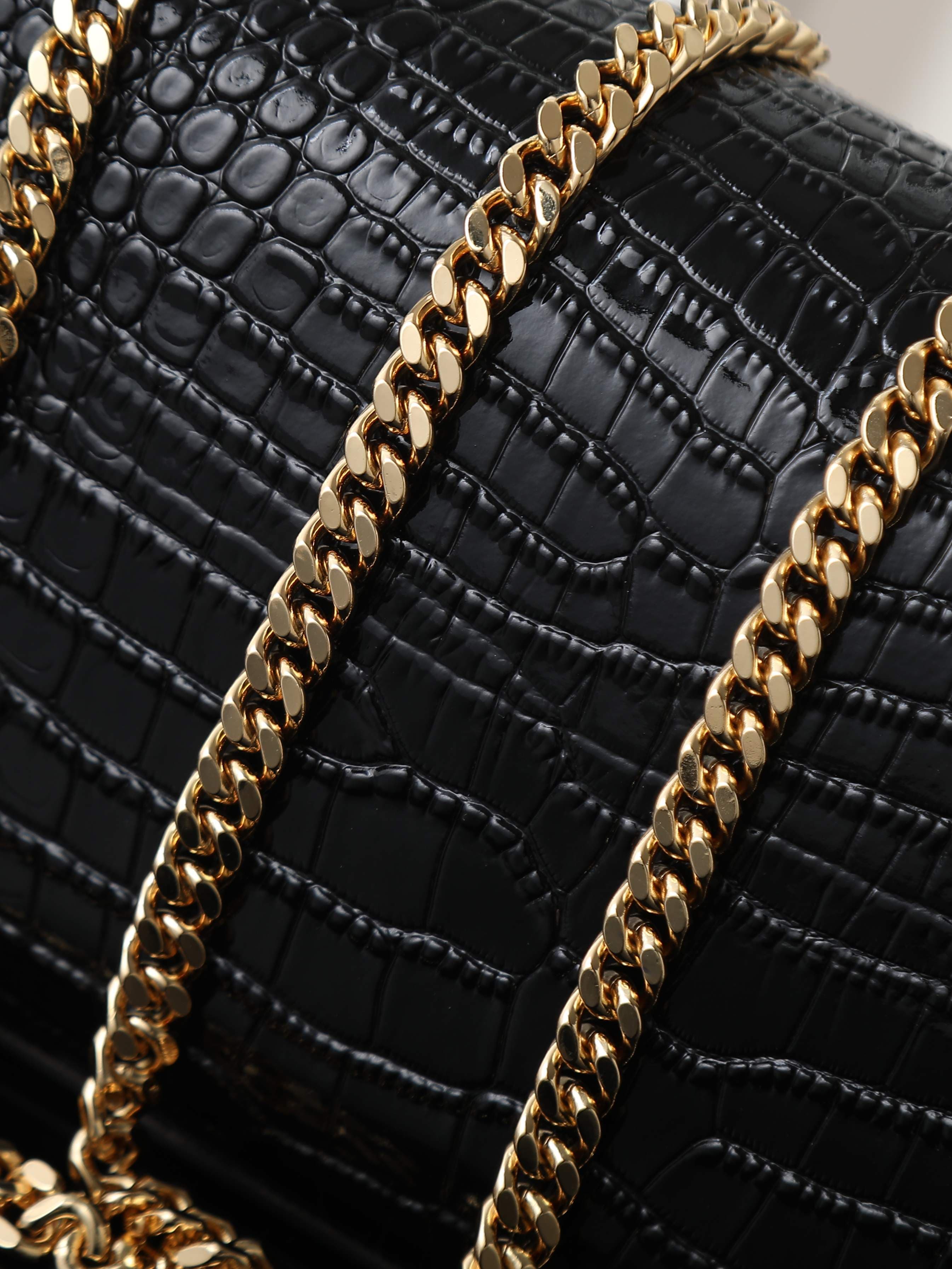 C8450 Black crocodile-patterned gold buttons · 20cm — image 7