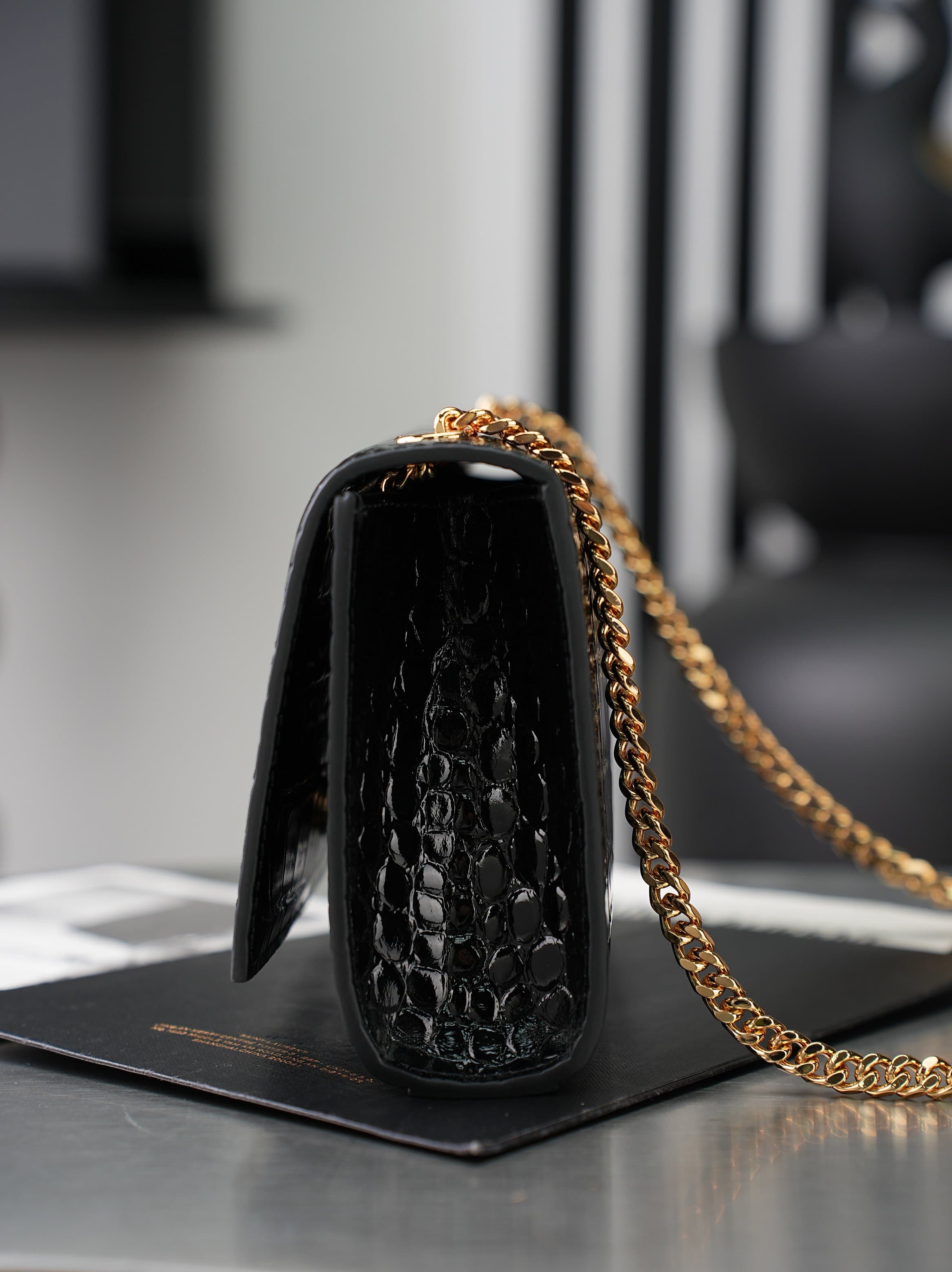 C8470 New Crocodile Pattern Black Gold Buckle · 20cm — image 4