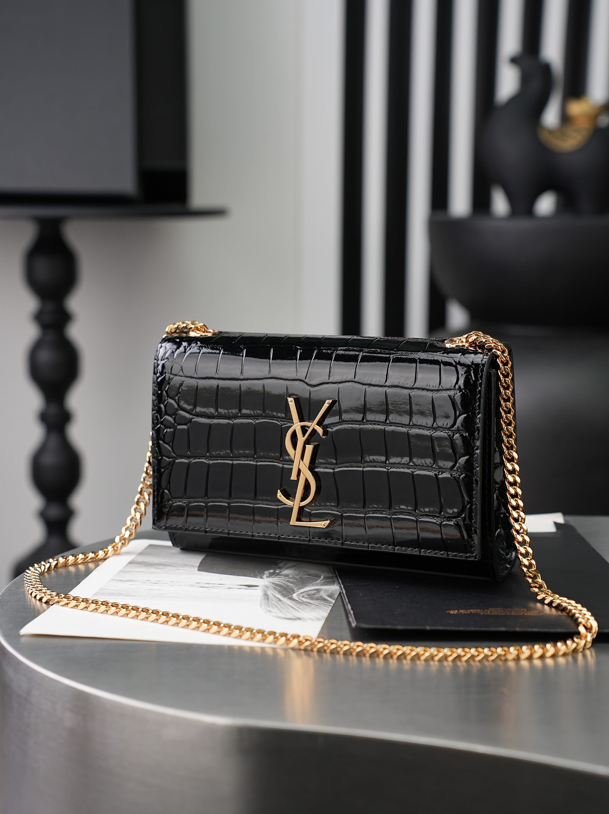 C8470 New Crocodile Pattern Black Gold Buckle · 20cm — image 3