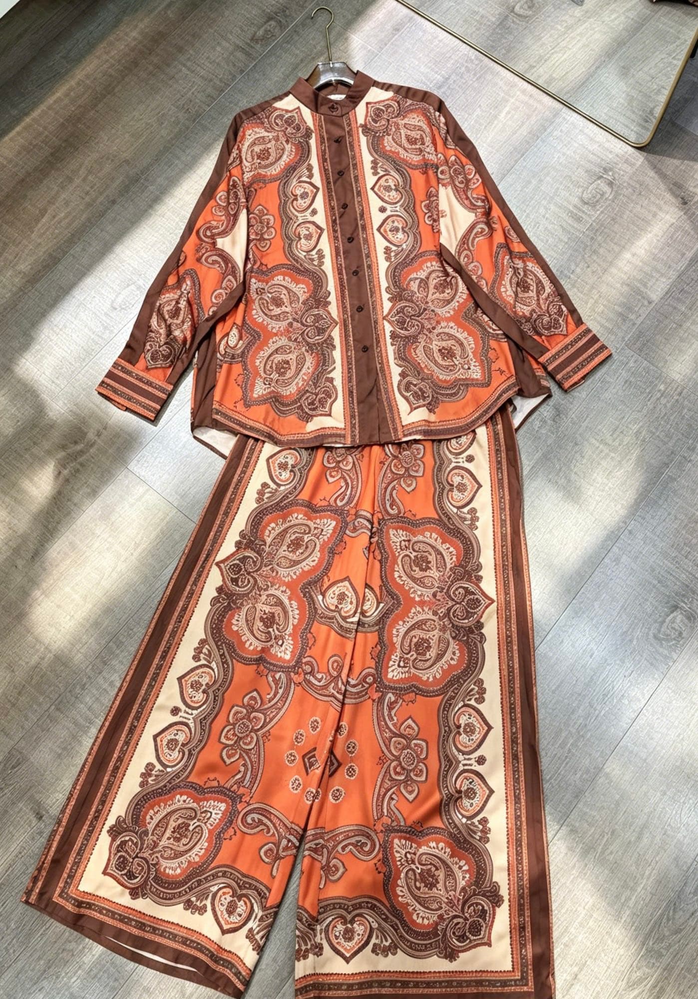 C18281 Zimmermann 2026 Summer swimsuit, new model with orange-red print and bat sleeves, set of shirts smlxl — image 3
