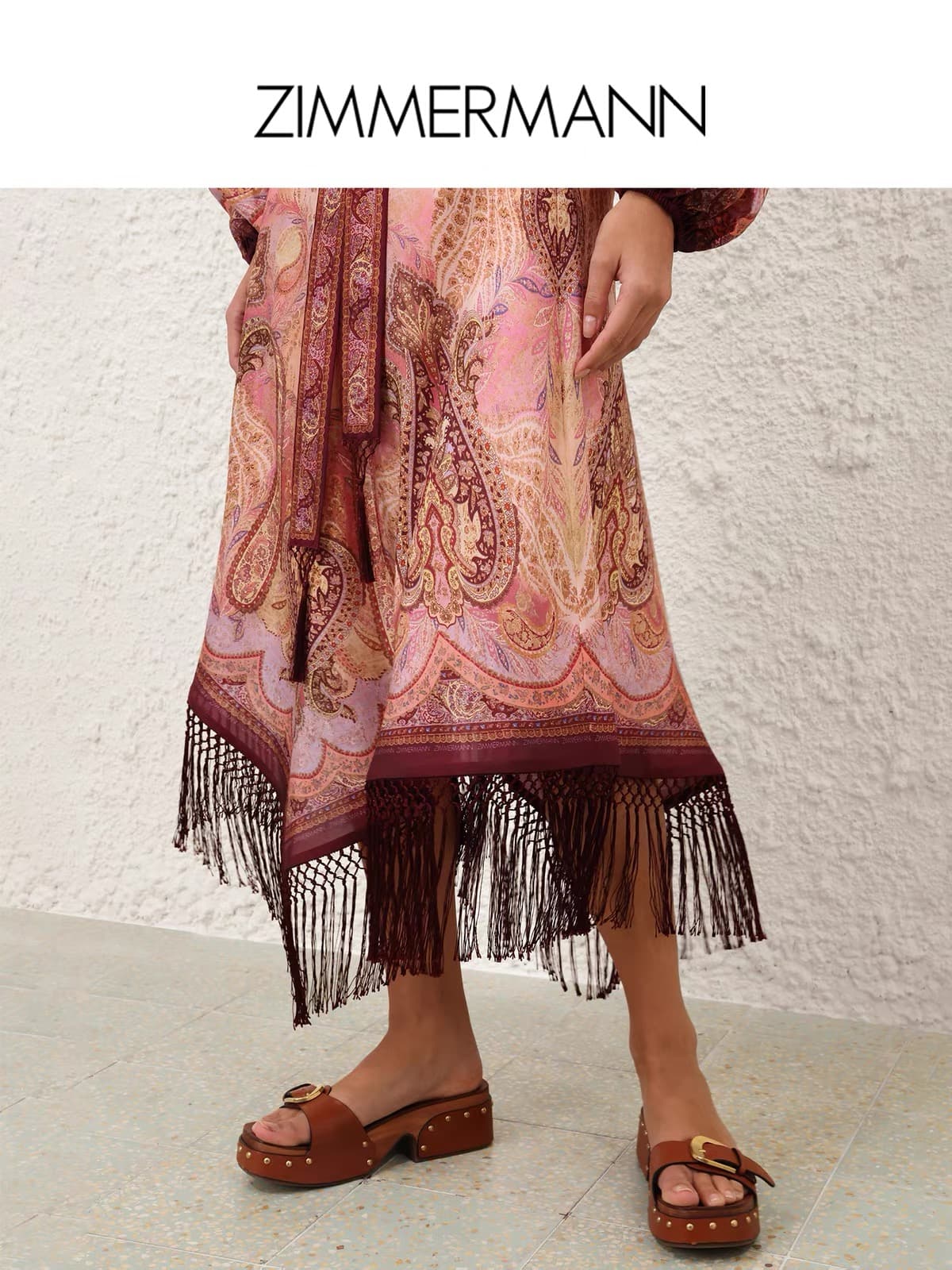 C18248 Zimmermann 2026 Summer swimsuit, new model SUNDANCE with fringe details, mid-long skirt set, smlxl — image 4