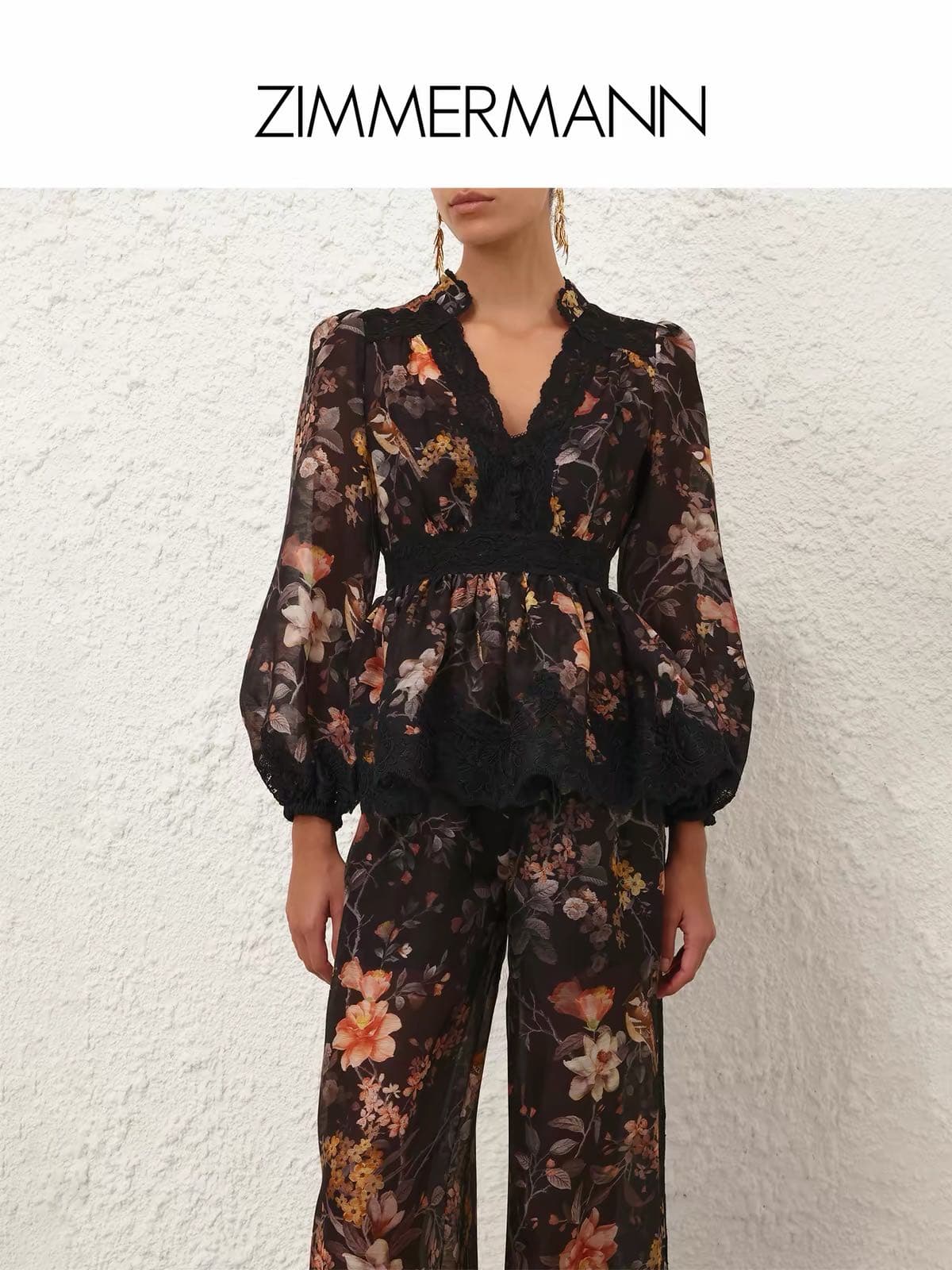 C18253 Zimmermann CAROUSEL lace-trimmed waist-curved umbrella-shoulder shirt suit smlxl — image 4