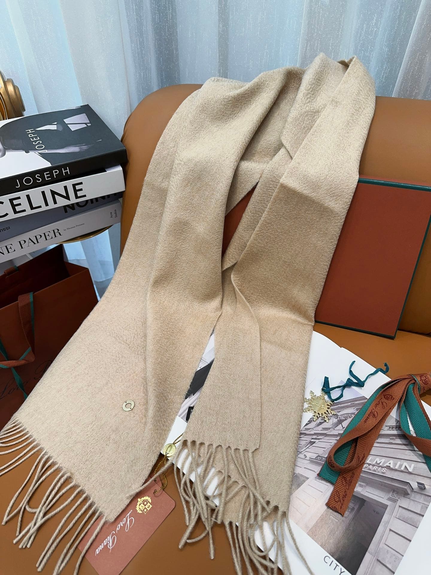 C30666 Loro Piana’s classic “wave pattern” plain cashmere scarf ❗ — image 6