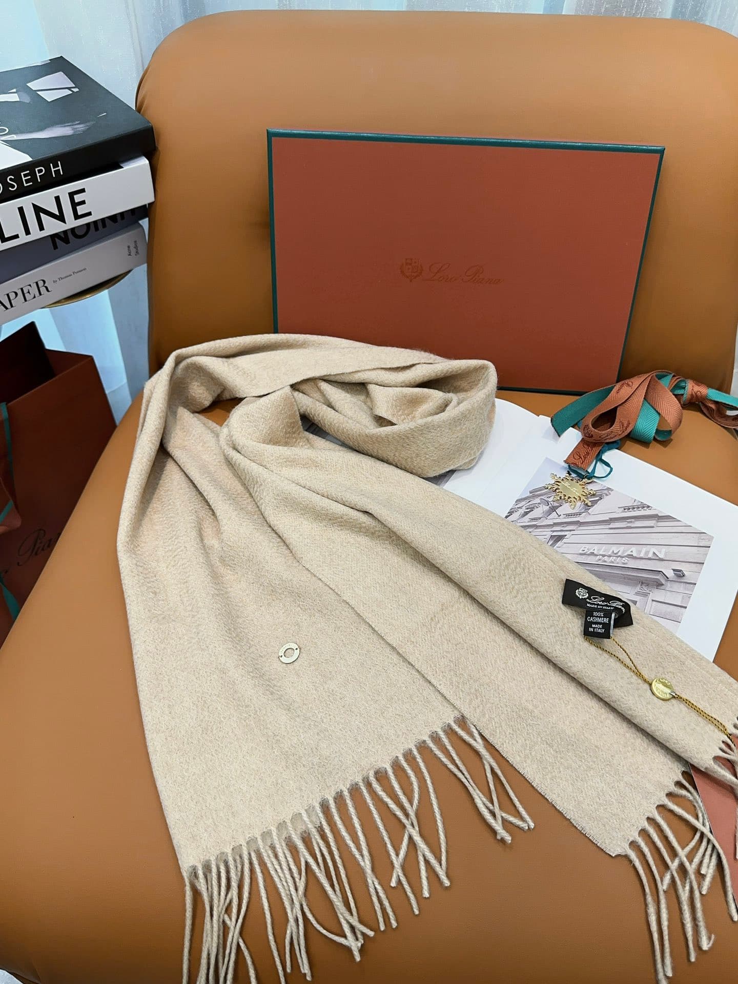 C30666 Loro Piana’s classic “wave pattern” plain cashmere scarf ❗ — image 7