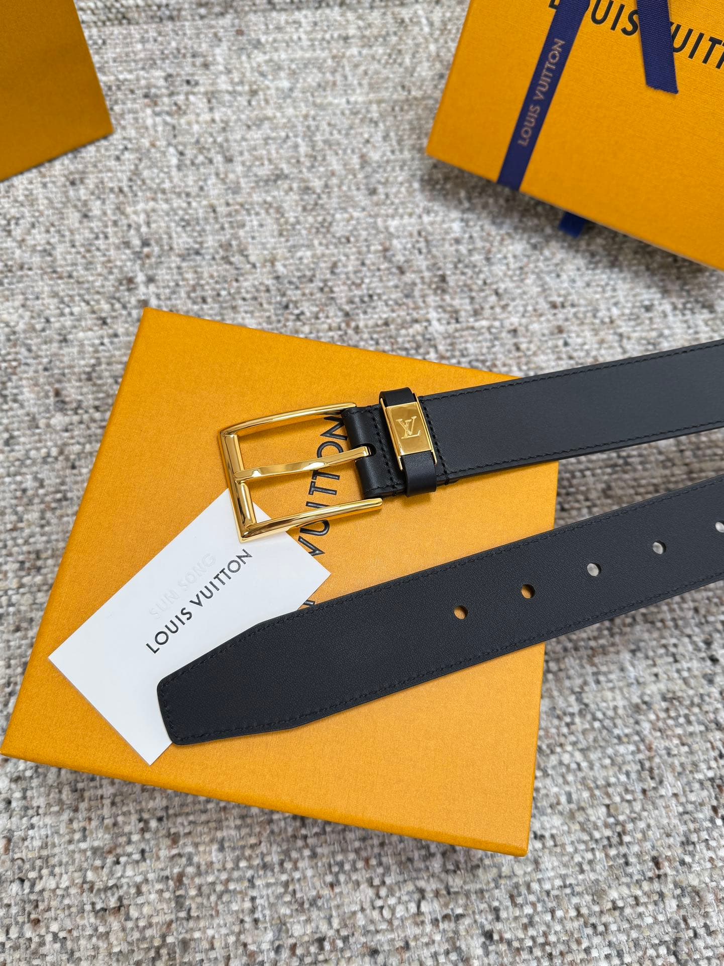 C32892 Louis Vuitton LV Belt Collection/series. Original hardware. Exquisite hand-painted edges. Soft and comfortable. Wide 3.5 — image 6