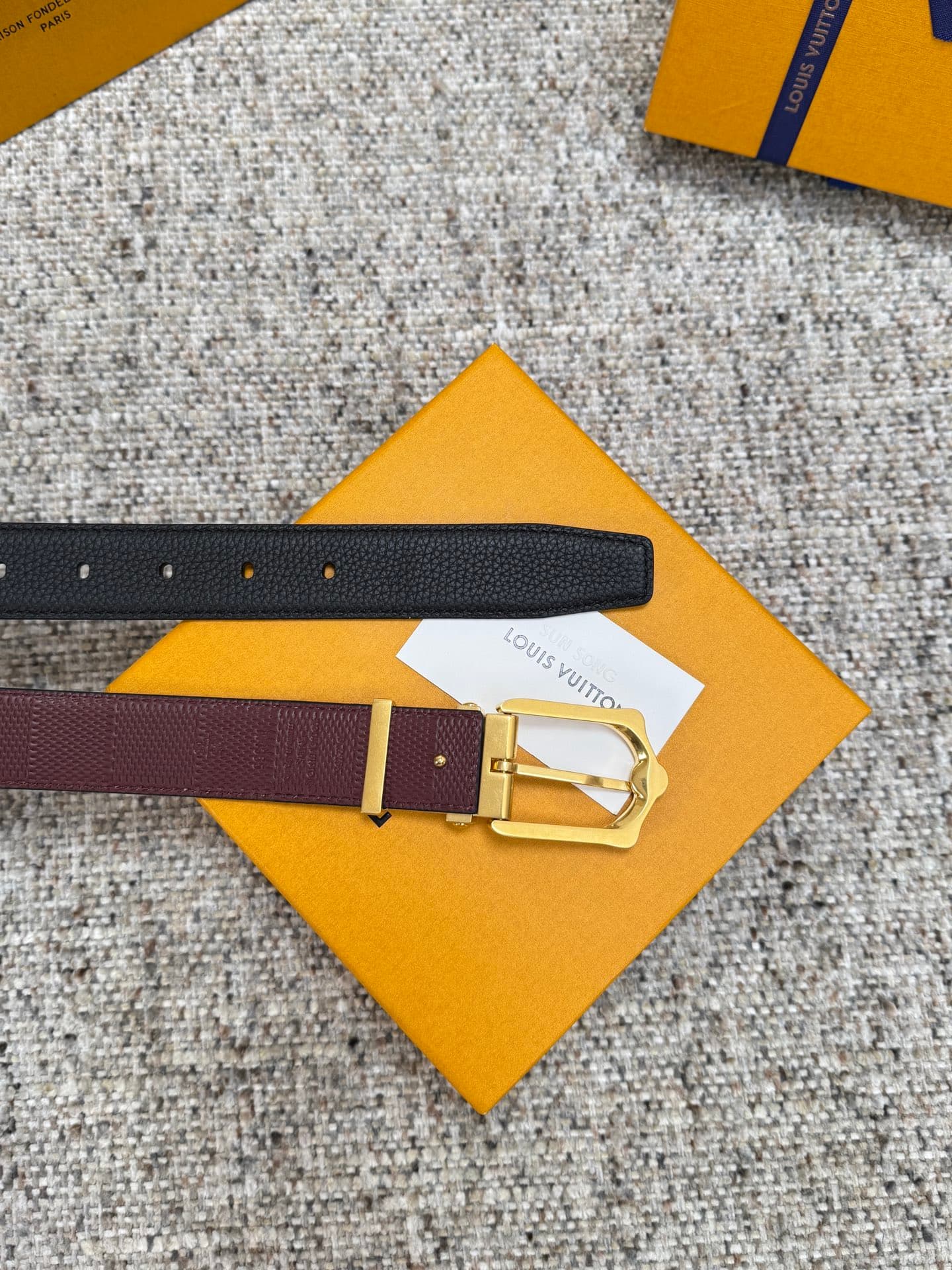 C32882 Louis Vuitton LV Belt FROG Double-Sided Belt Collection. Original hardware. Exquisite hand-painted edges. Soft and comfortable. Wide 3.0 — image 7