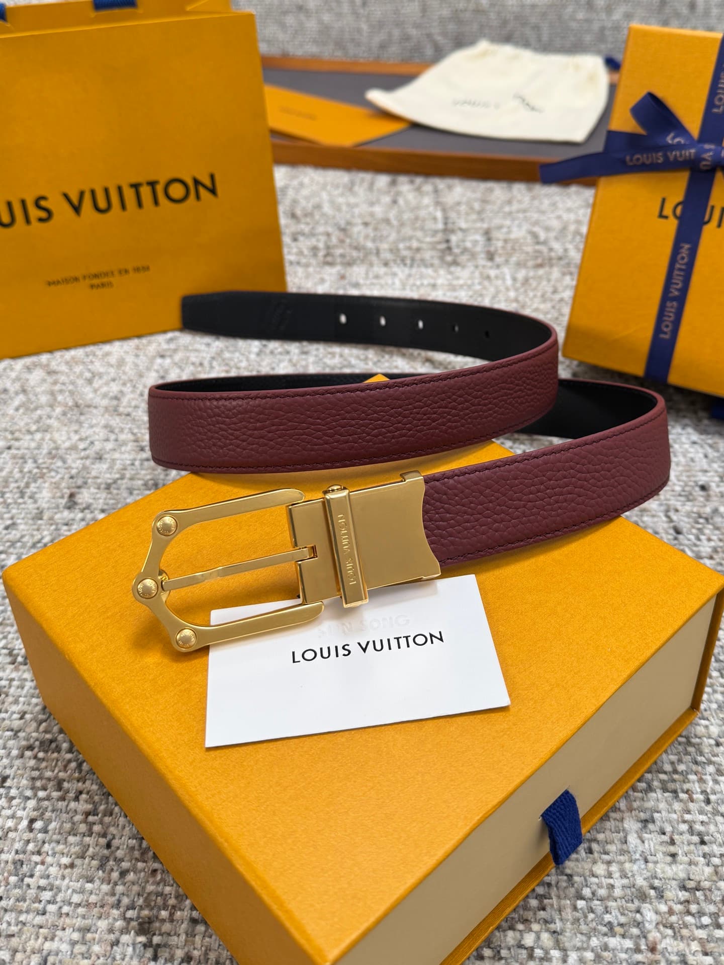 C32880 Louis Vuitton LV Belt FROG Double-Sided Belt Collection. Original hardware. Delicate hand-painted edges. Soft and comfortable. Wide 3.0 — image 5