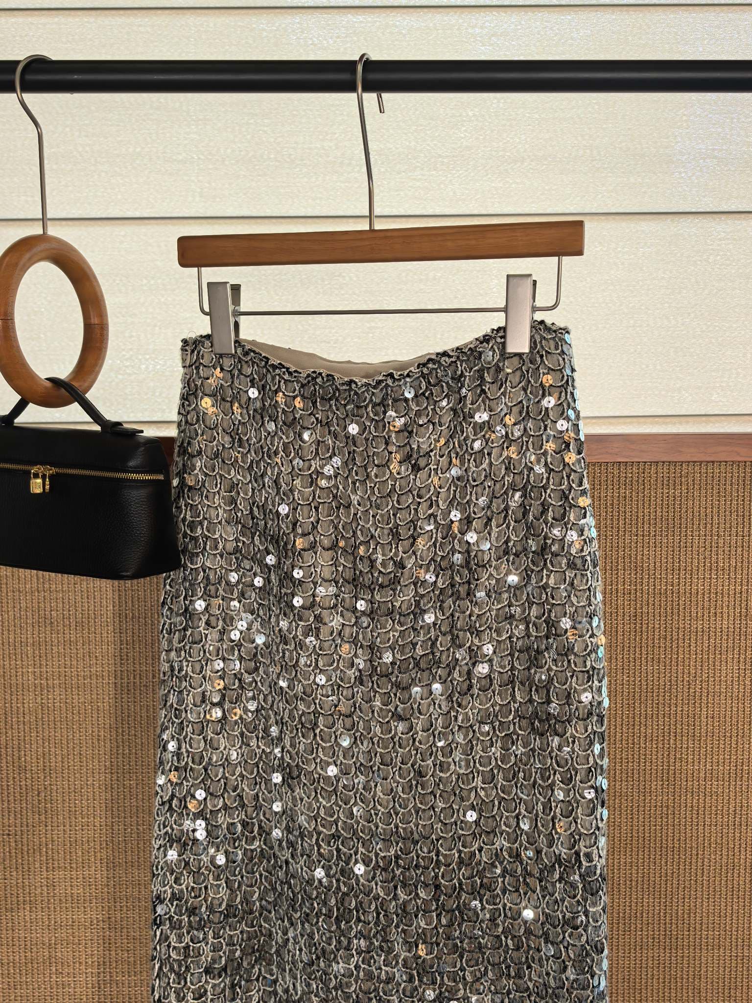 C18389 B*C Elegant, Heavy-Weighted, Sequined Skirt — image 7