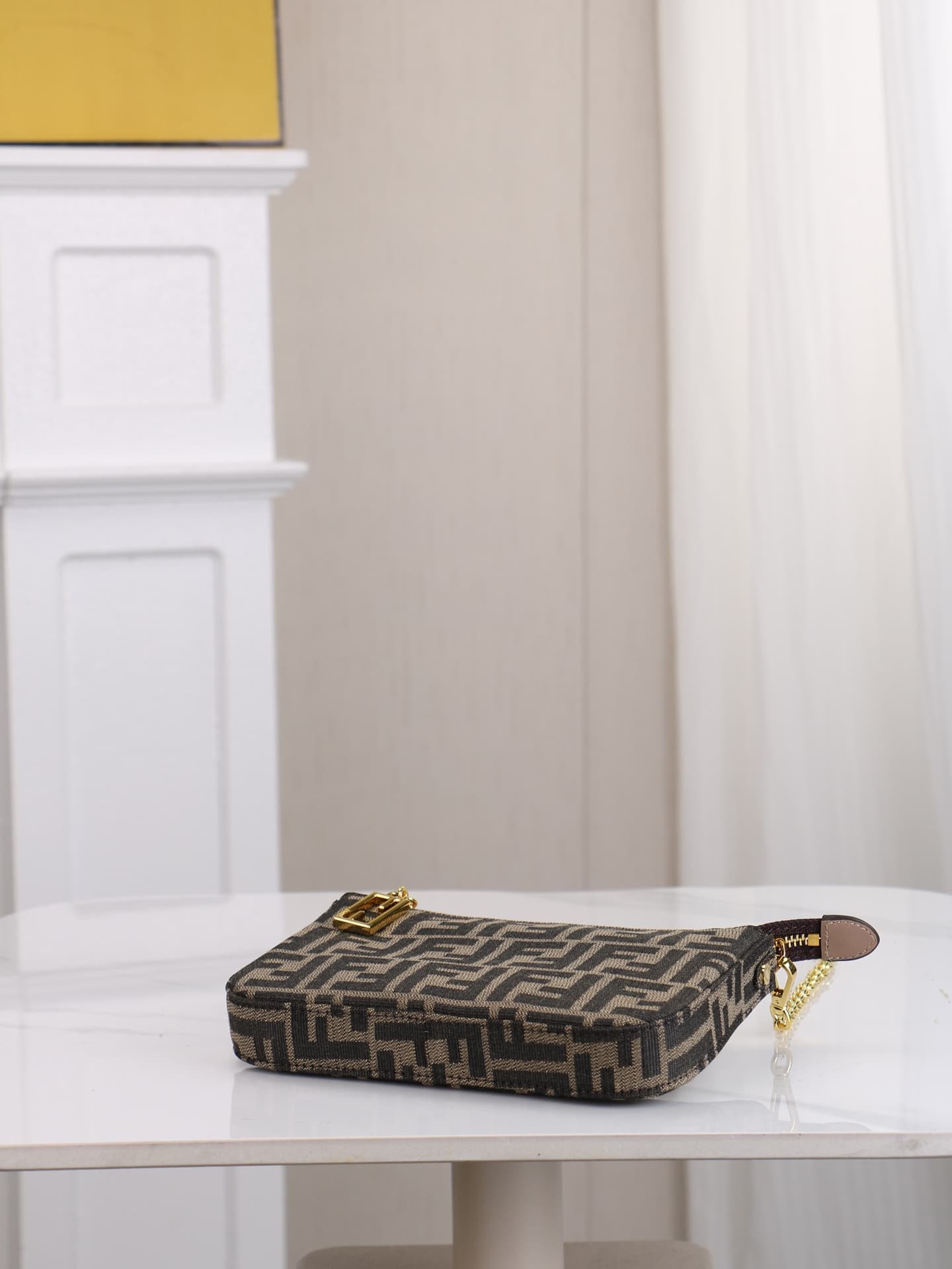 C2862 (Original fabric with box) Model 7717Fendi. New model 🆕 Baguette brown print FF fabric handbag. Equipped with a detachable thin chain; can be carried in hand or under the arm. Zipper for opening/closing; the zipper pull features the distinctive FF p — image 6