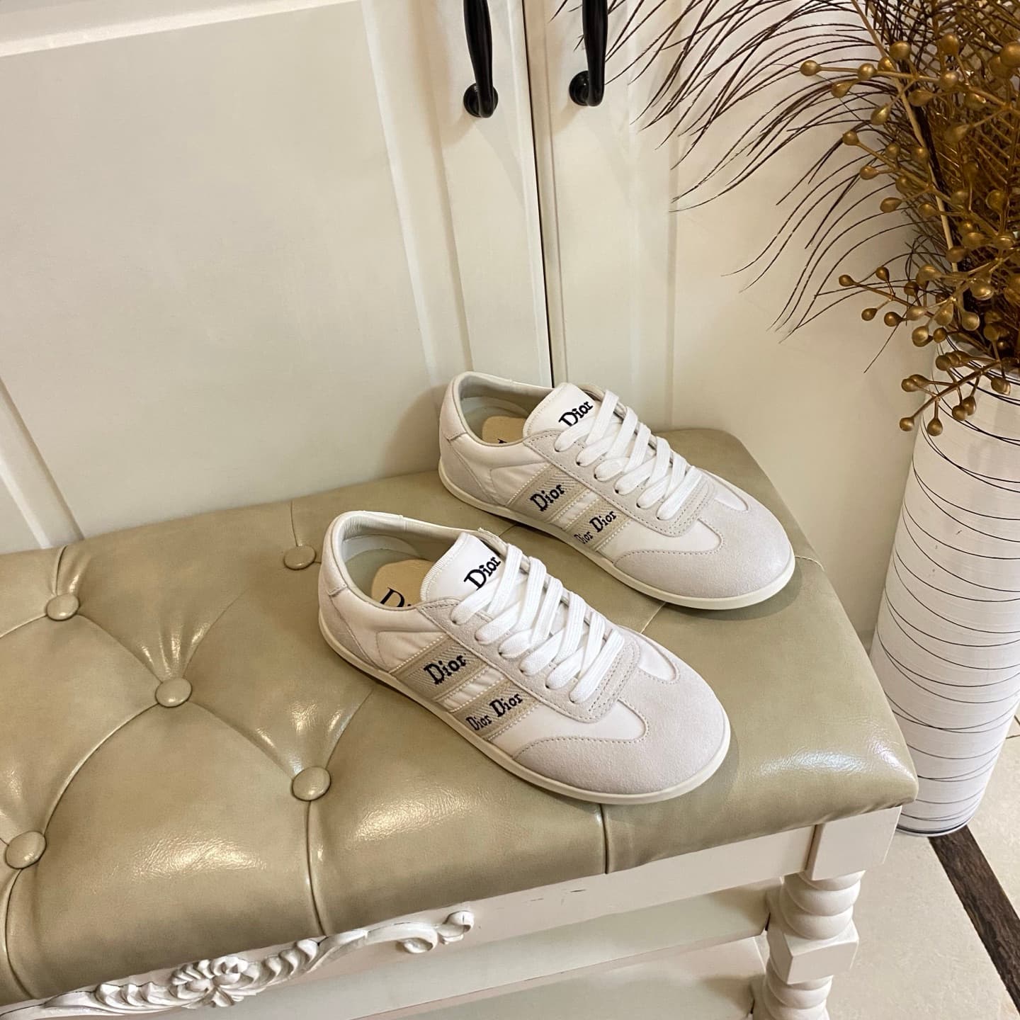 D6017 Factory price, high version. Dior casual shoes. Made of velvet with mixed colors; leather/canvas material. Size: 35-40 — image 5