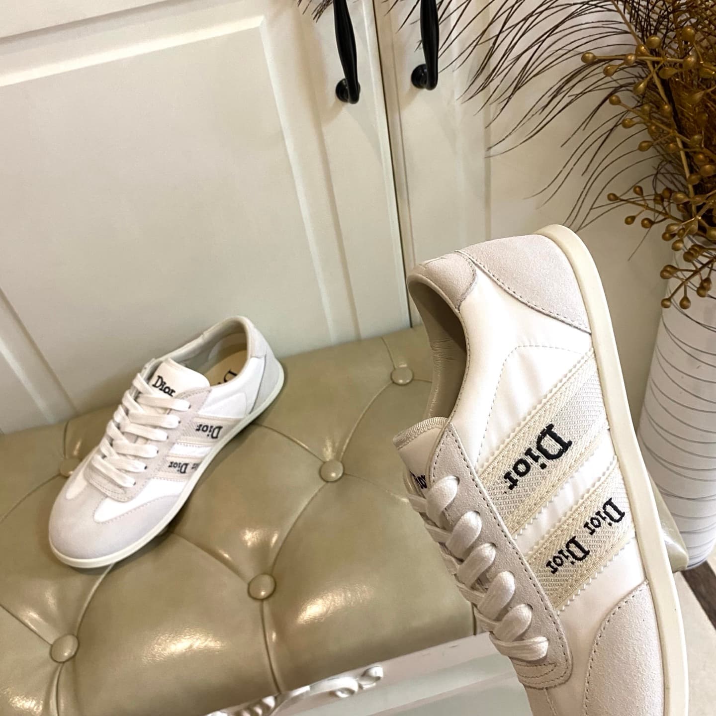 D6017 Factory price, high version. Dior casual shoes. Made of velvet with mixed colors; leather/canvas material. Size: 35-40 — image 7