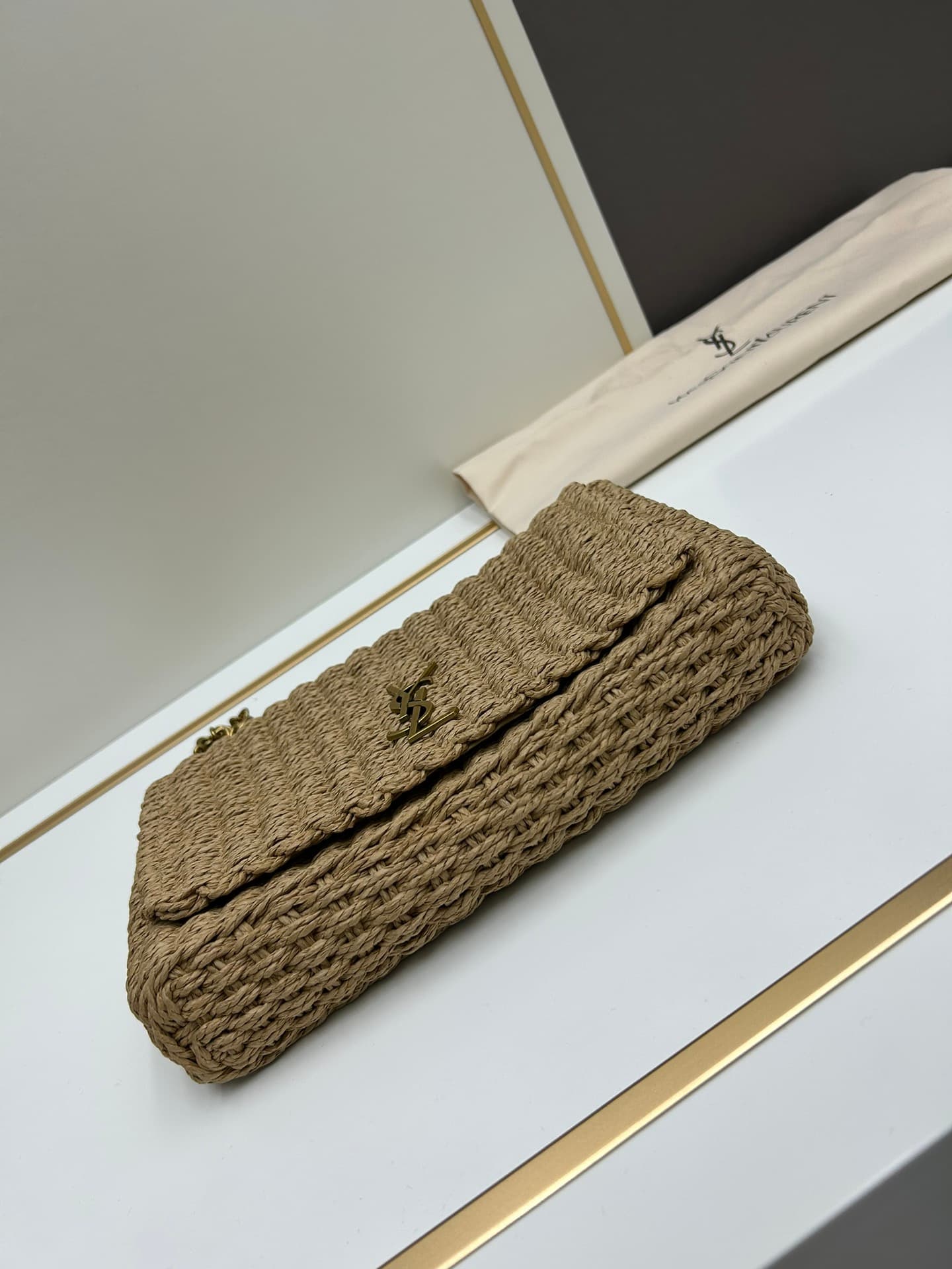 C8746 New Model [Apricot Color] Kate_Rafia rattan craft chain bag|||[Apricot Color] — image 4
