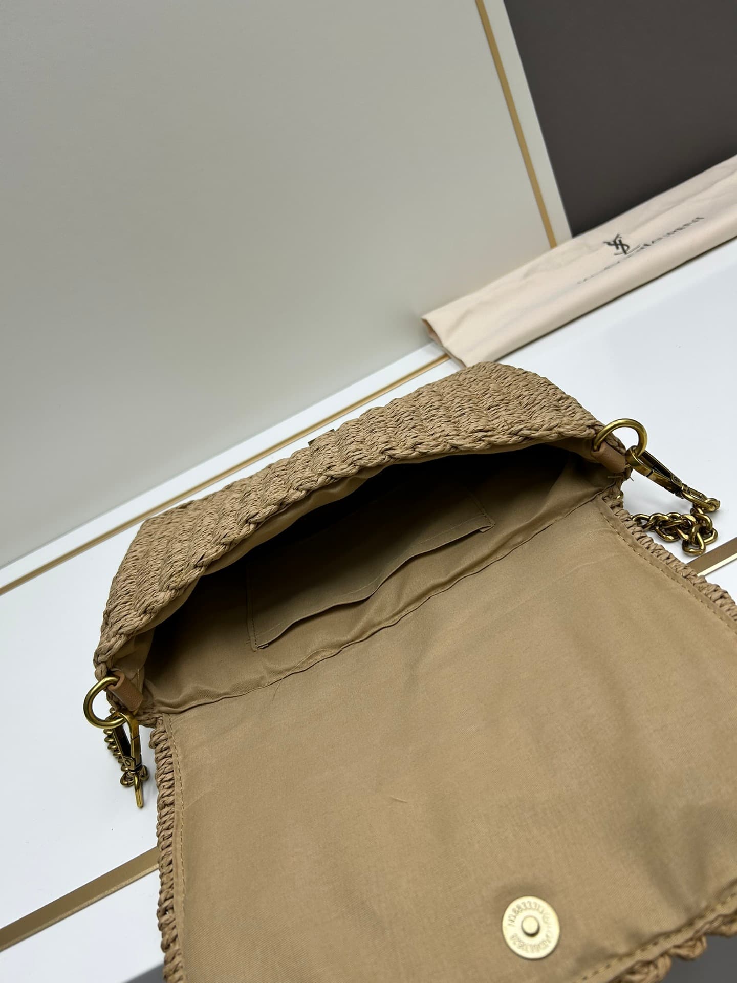 C8746 New Model [Apricot Color] Kate_Rafia rattan craft chain bag|||[Apricot Color] — image 7