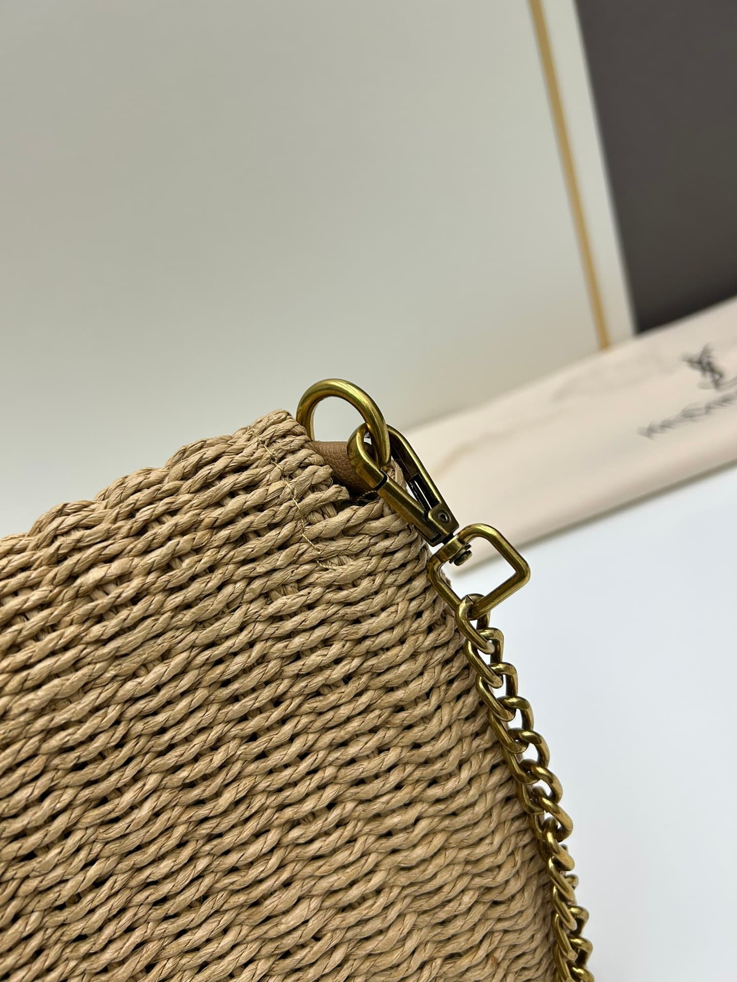 C8746 New Model [Apricot Color] Kate_Rafia rattan craft chain bag|||[Apricot Color] — image 6