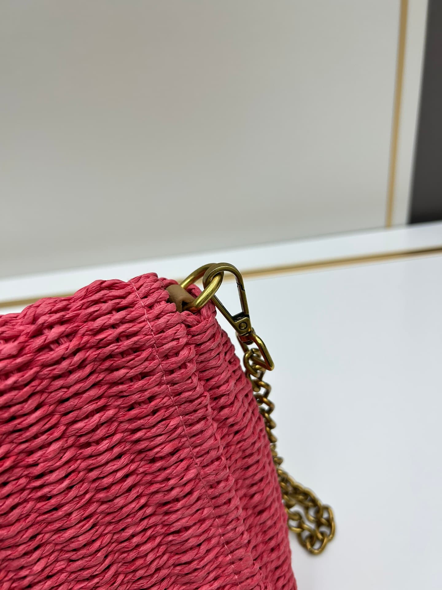 C8745 New Model [Apricot Color] Kate_Rafia wicker chain bag|||[Apricot Color] — image 6