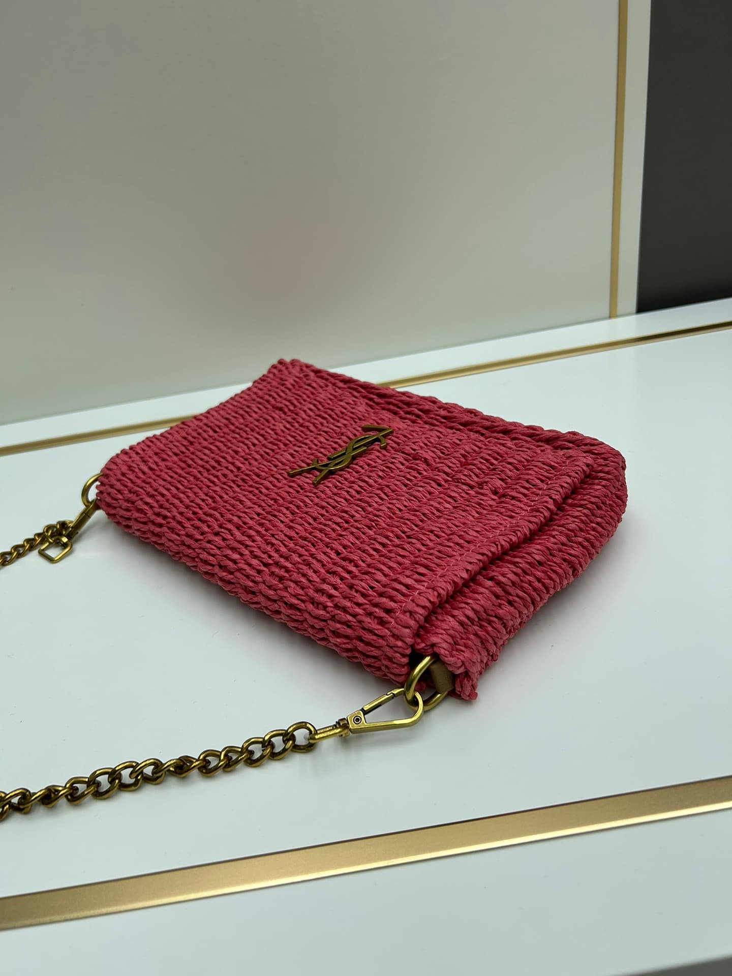 C8745 New Model [Apricot Color] Kate_Rafia wicker chain bag|||[Apricot Color] — image 3