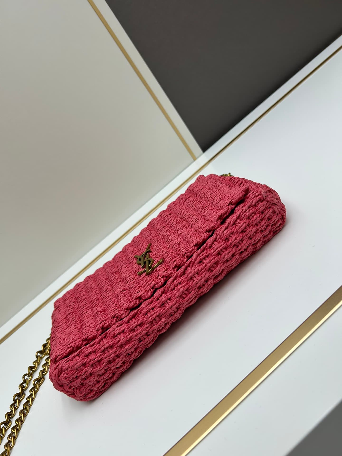 C8745 New Model [Apricot Color] Kate_Rafia wicker chain bag|||[Apricot Color] — image 5