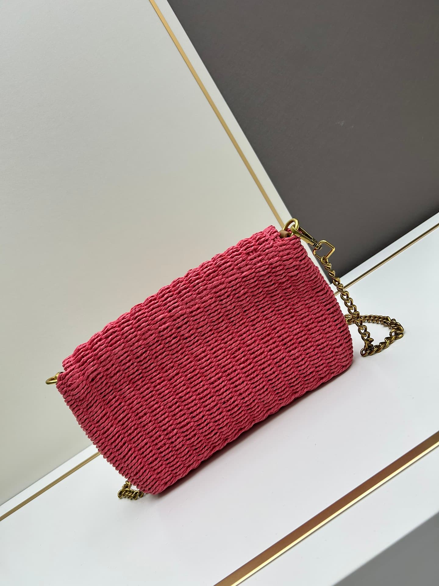 C8745 New Model [Apricot Color] Kate_Rafia wicker chain bag|||[Apricot Color] — image 2