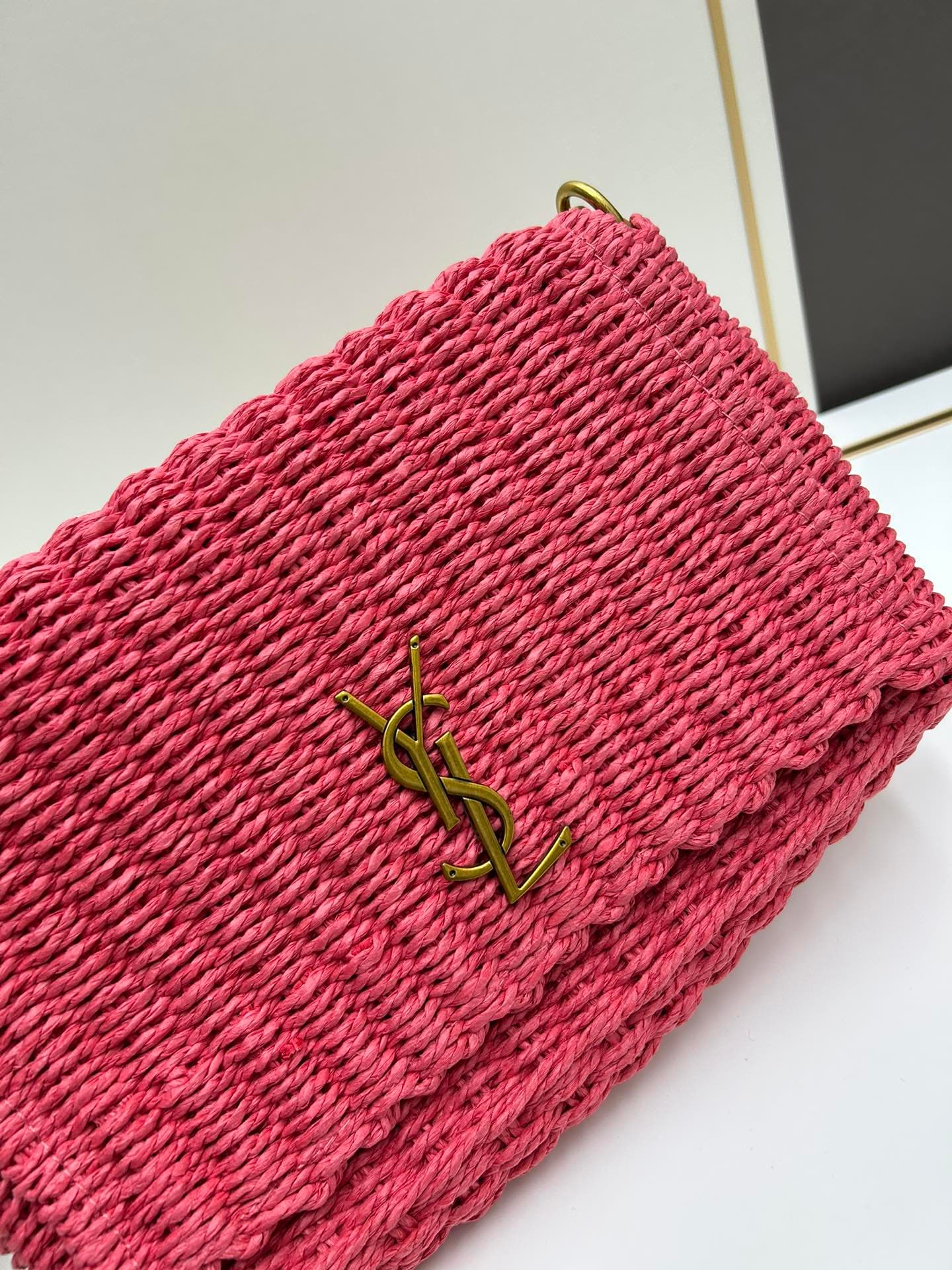 C8745 New Model [Apricot Color] Kate_Rafia wicker chain bag|||[Apricot Color] — image 4