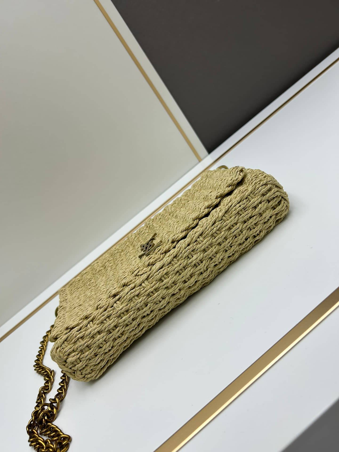 C8744 New Model [Apricot Color] Kate_Raffia and Rattan-woven Chain Bag|||[Apricot Color] — image 5