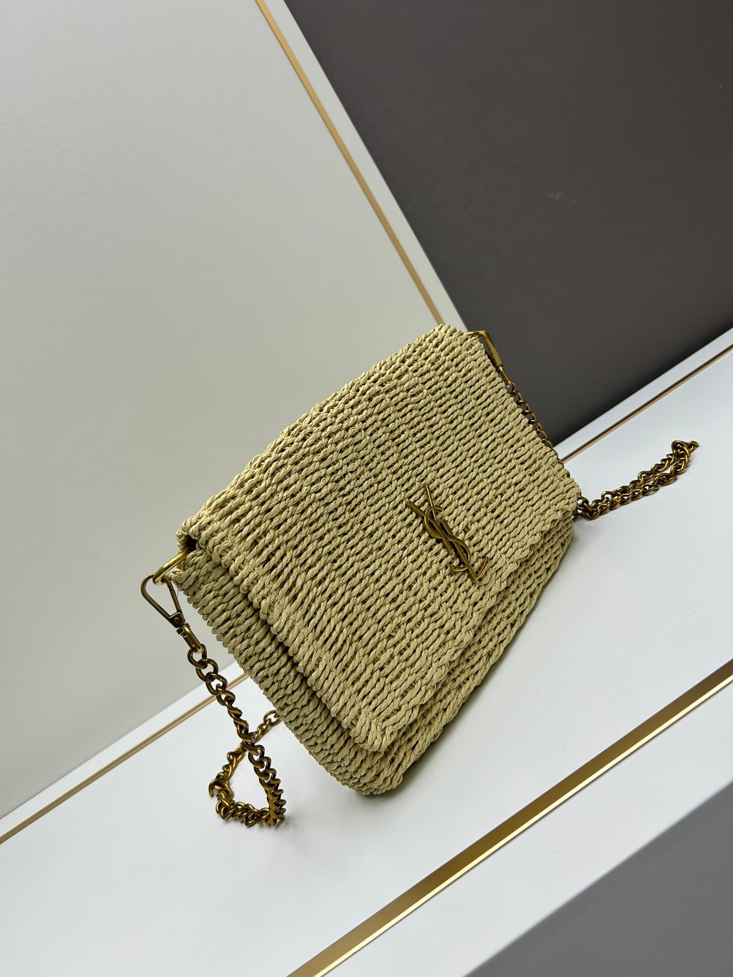 C8744 New Model [Apricot Color] Kate_Raffia and Rattan-woven Chain Bag|||[Apricot Color] — image 2