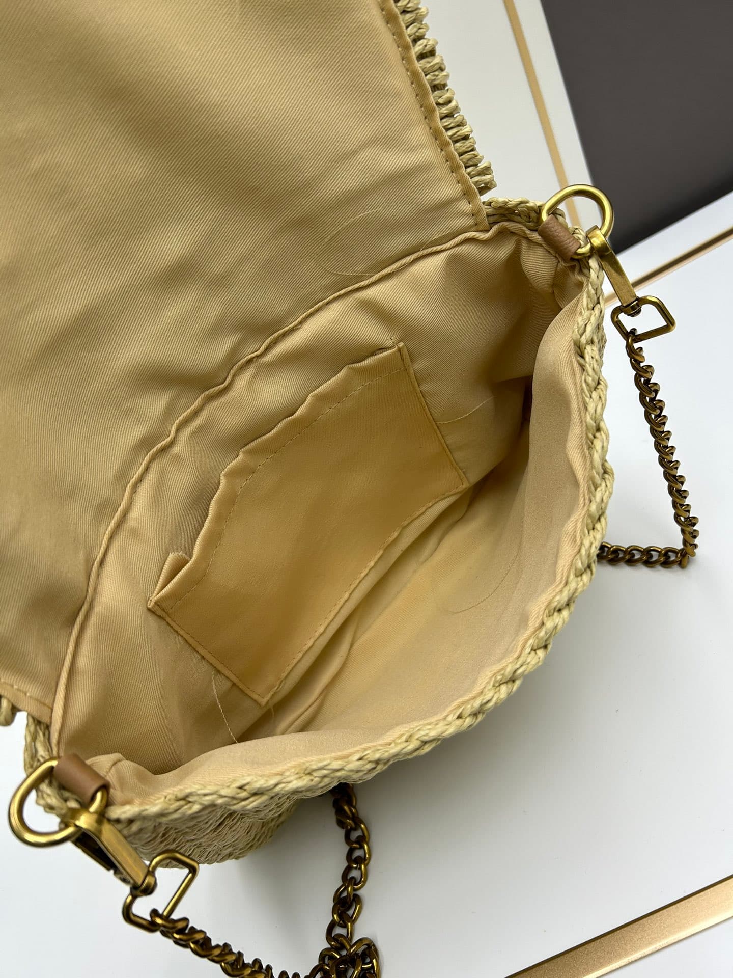 C8744 New Model [Apricot Color] Kate_Raffia and Rattan-woven Chain Bag|||[Apricot Color] — image 7