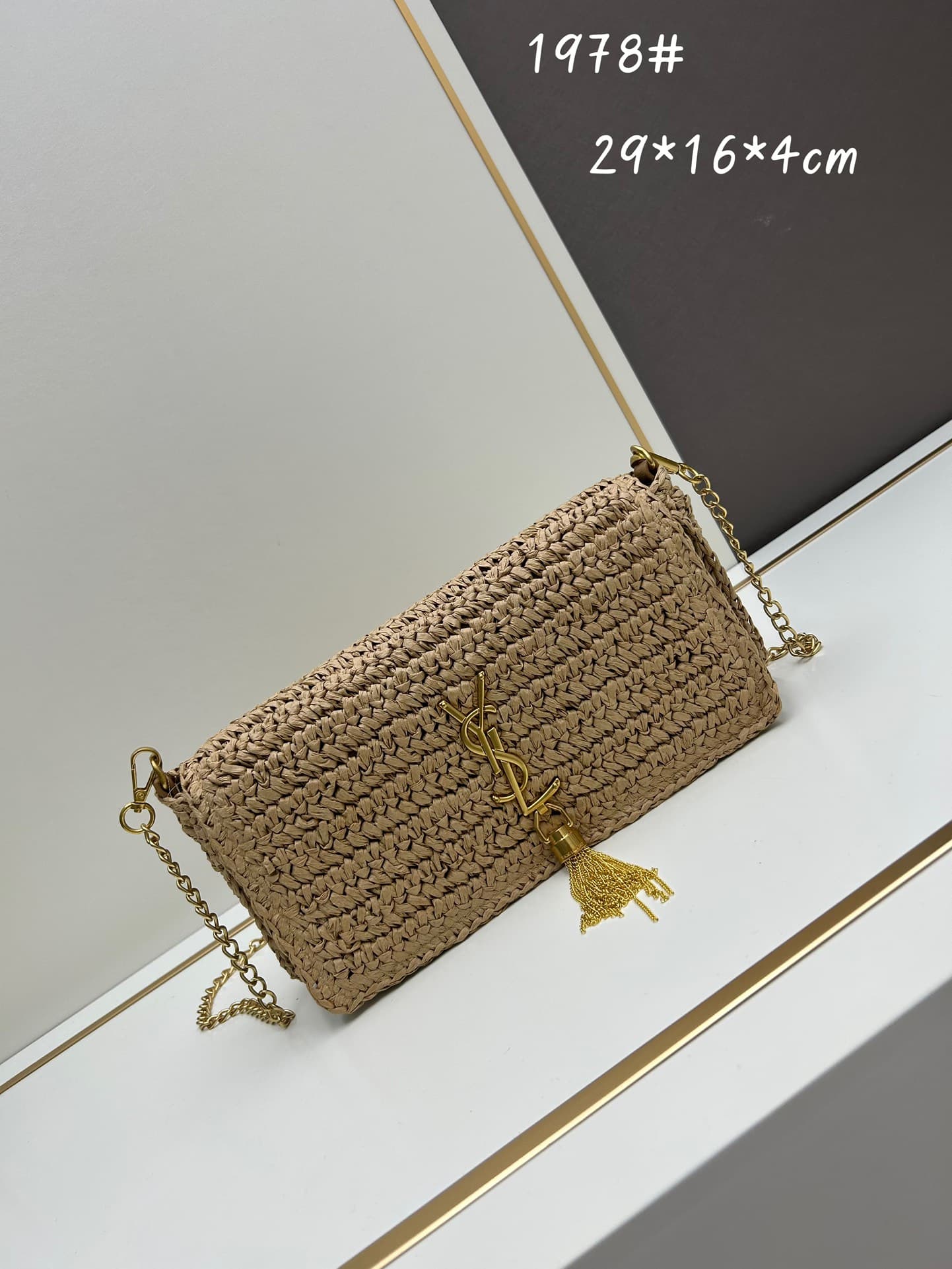 C8756 New model 💰 YSL new Rafeau grass braided tassel bag! Summer beach 🏖️ happiness ||| ysl/Saint Laurent new Rafeau grass braided tassel Kate — image 2