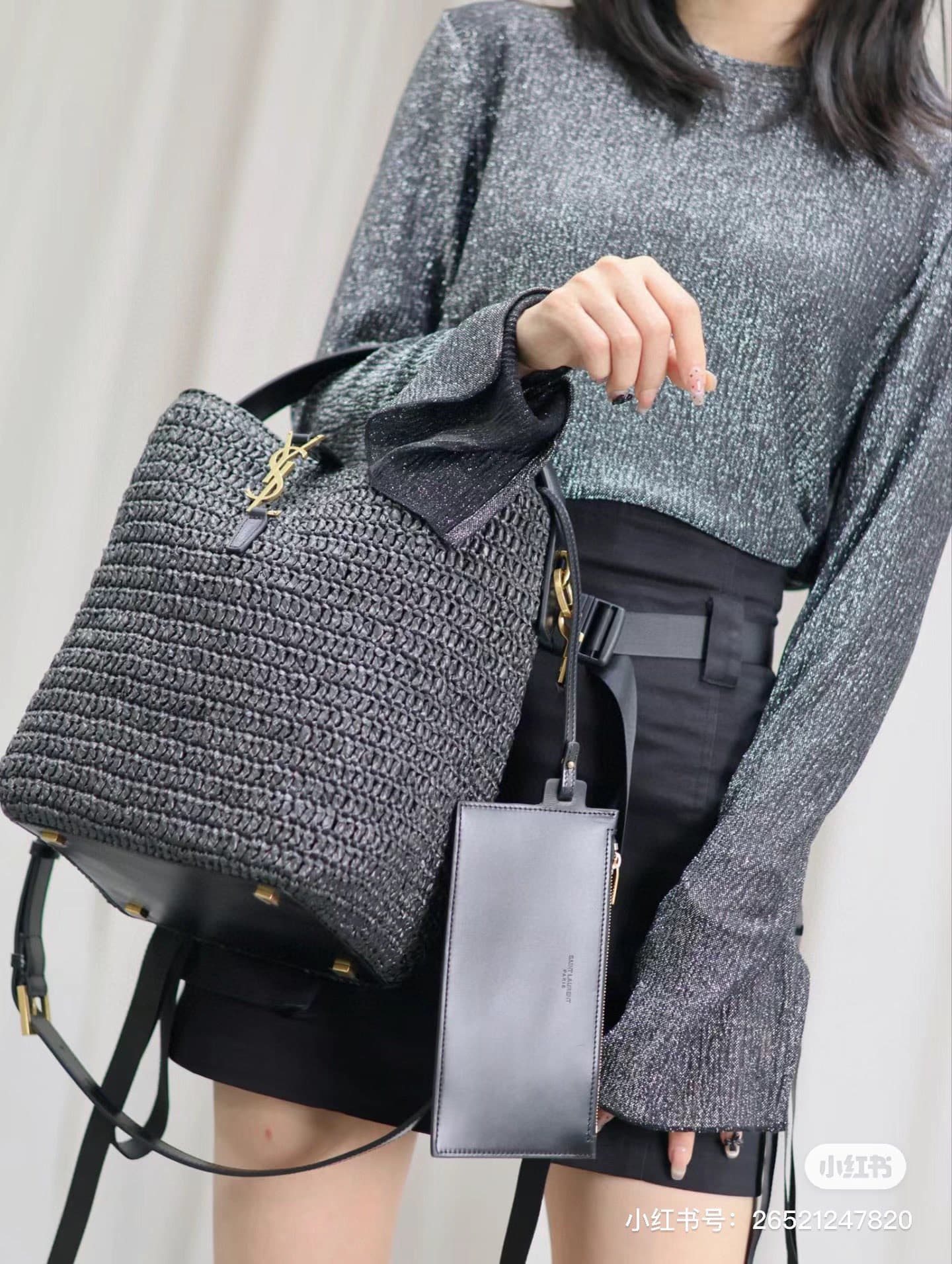 C8752 New model 💰 Saint Laurent LE 37 Raphia rope bag|||Bucket-shaped bag, with a hook closure on LE CASSANDRE. Made from Raphia rope and plant-tanned leather. Adjustable detachable shoulder strap, allowing various ways of wearing. — image 2