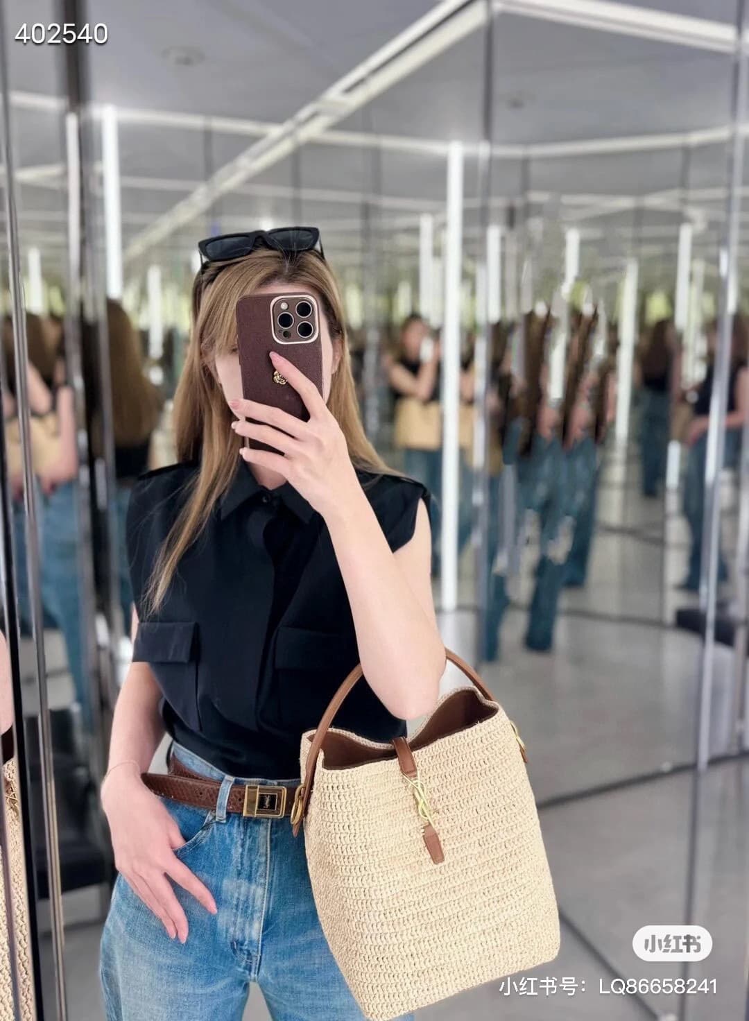 C8751 New model 💰 Saint Laurent LE 37 Rafa grass-woven handbag |||| A bucket-shaped bag, with a hook closure on LE CASSANDRE. Made from woven Rafa grass and plant-tanned leather. Adjustable and detachable shoulder strap, allowing various ways of wearing. — image 2