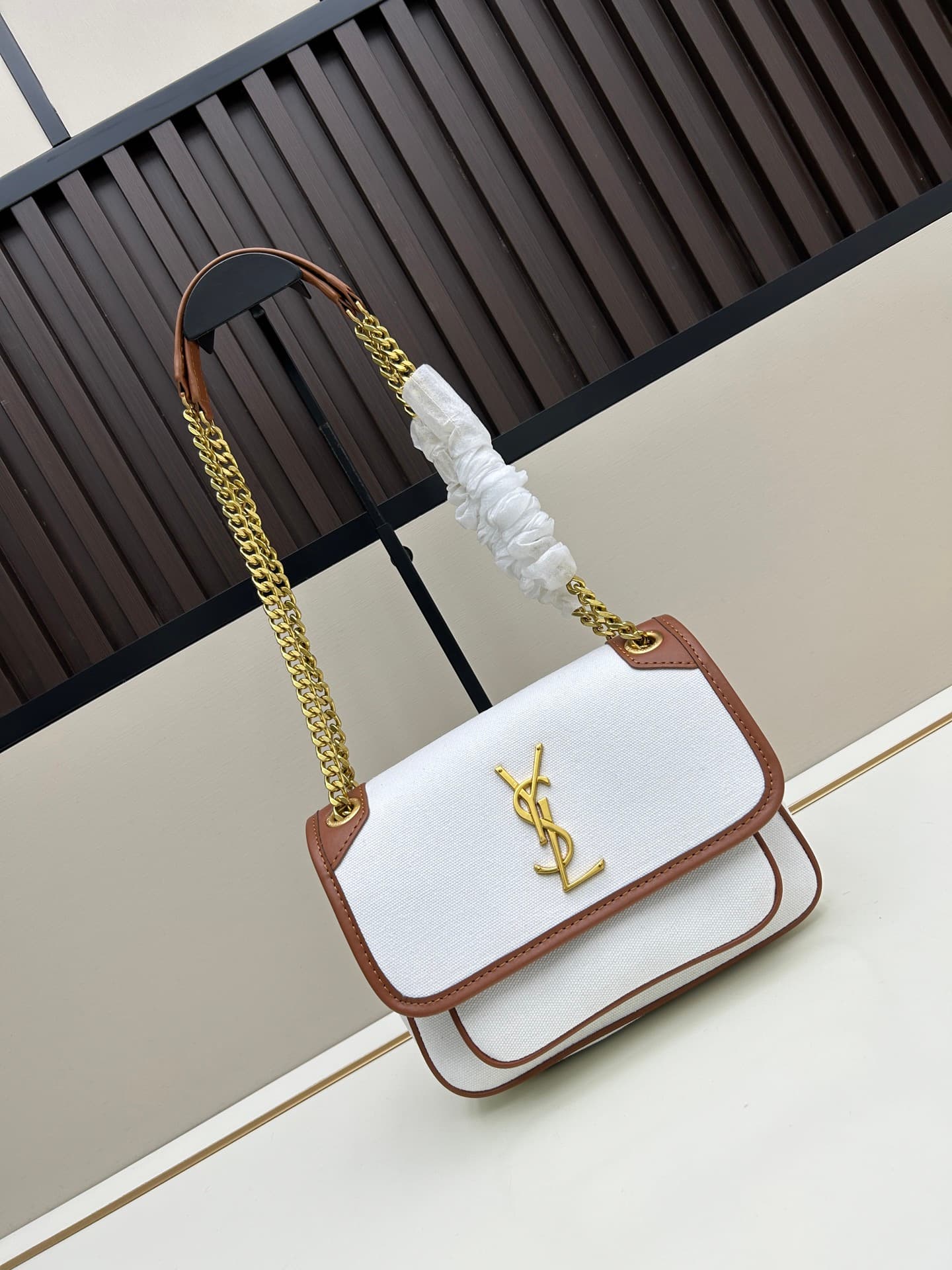 C8705 New small-sized bag with box 💰 Saint Laurent YSL Niki – Latest linen color, crossbody or shoulder bag |||| Saint Laurent YSL Niki – Latest linen color crossbody or shoulder bag ✨ A touch of romance and Turkish style; the fabric is truly unique and f — image 1