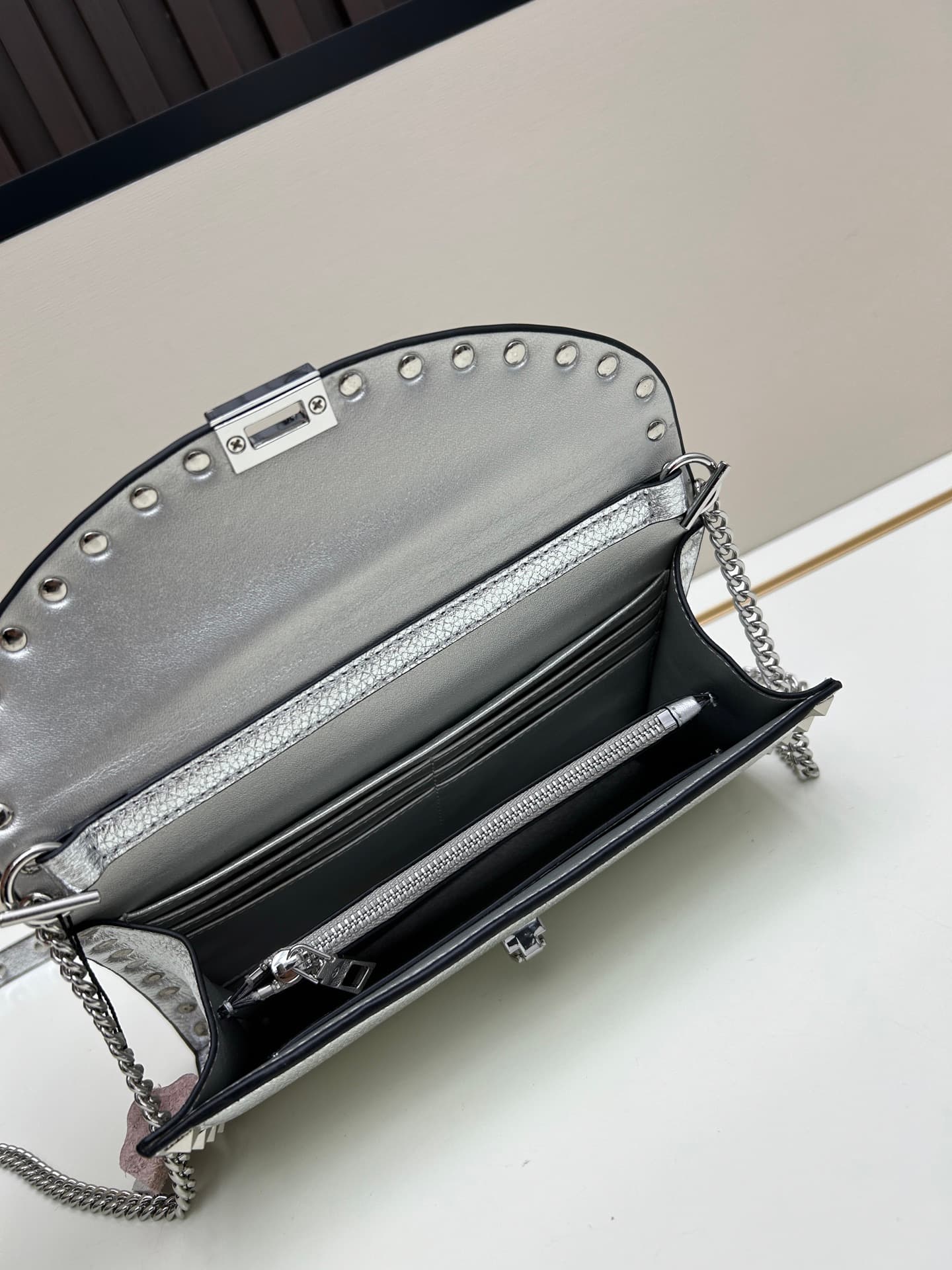 C8300 Garavani Rockstud Mini leather crossbody bag, featuring the iconic hook-clasp closure design — image 6