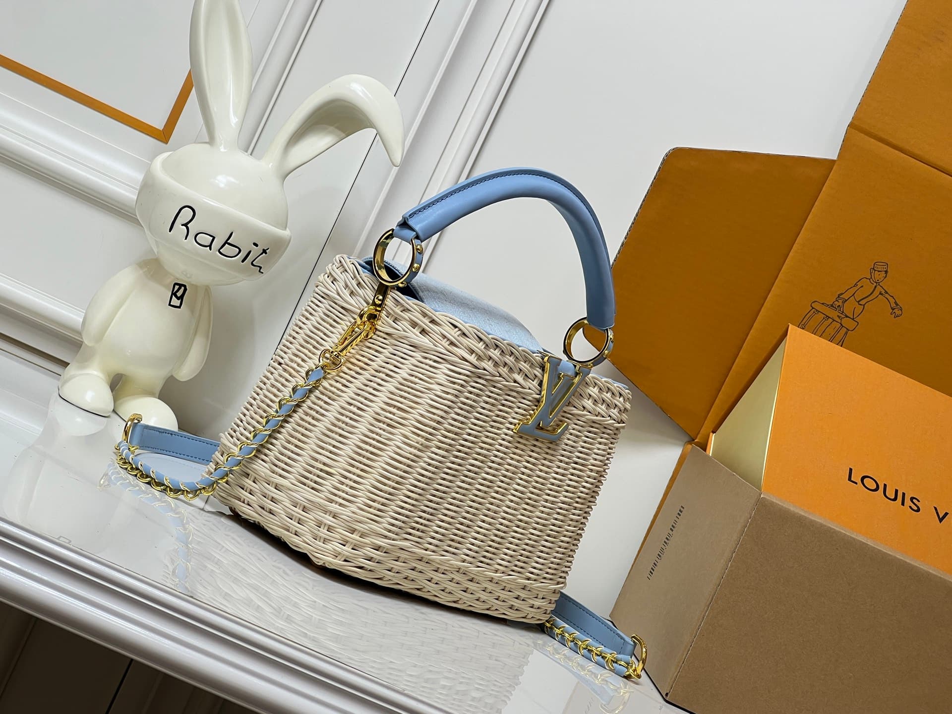 C5172 💰【Top-quality original products from Guangzhou】M28549 M28548: blue and pink colors. This Capucines BB handbag belongs to the Rattan collection. It features a flip cover and the Louis Vuitton Monogram pattern, creating a unique style for the season.  — image 2