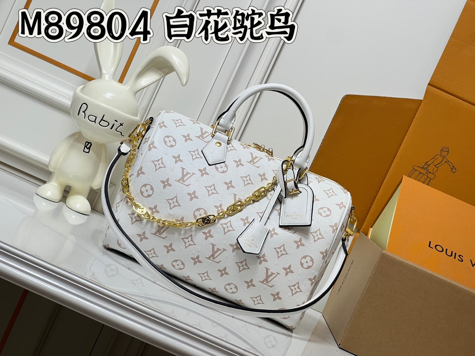 C5074 💰 M89804 White Ostrich. This Speedy Soft 30 model is from LV Travels With Grace Coddlington. — image 1