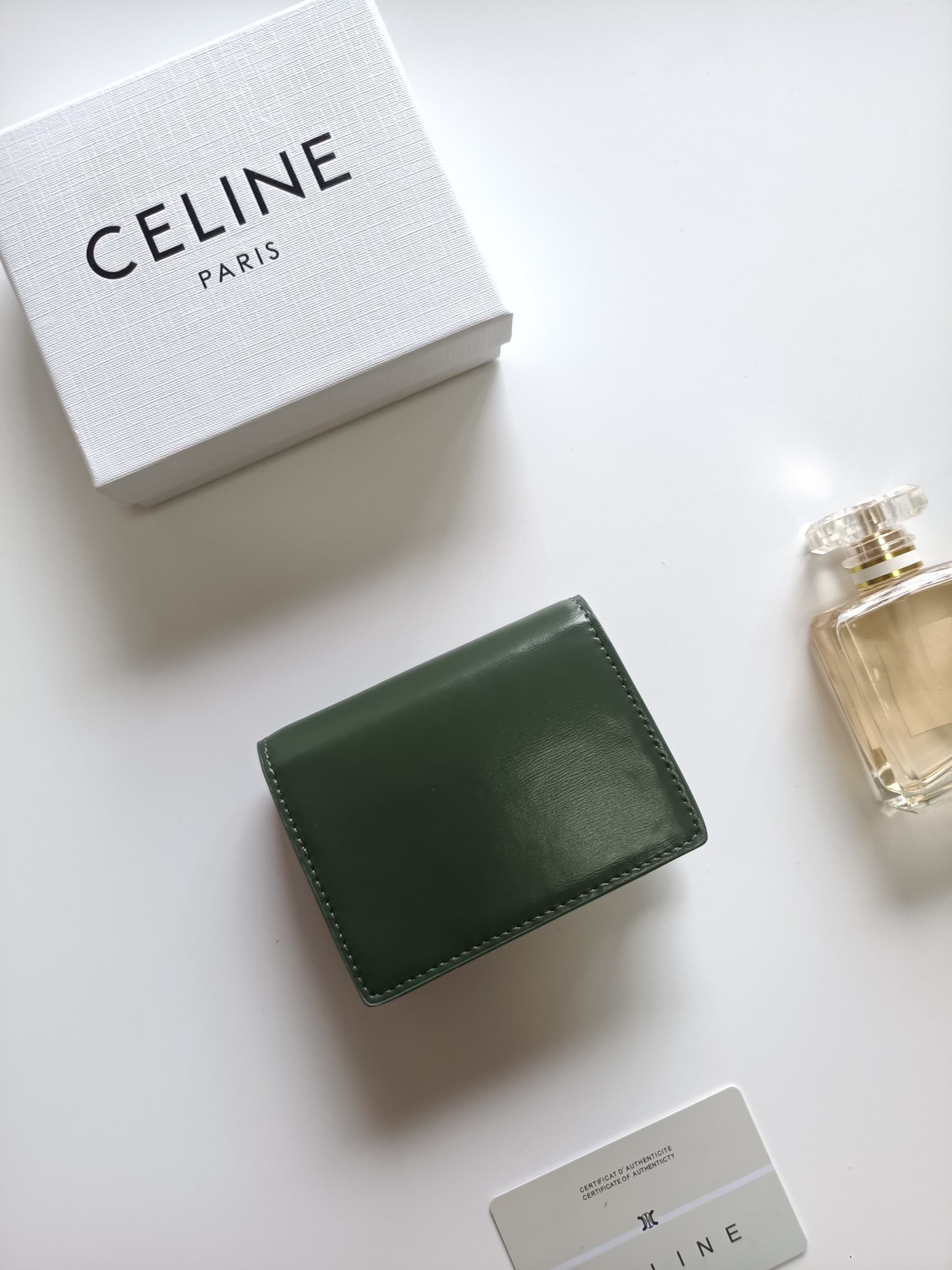 C461 Celine’s new card case, TRIOMPHE name card case – featuring classic patterns on the large surface area, with smooth finish on the inner part. It has a golden-colored TRIOMPHE metal clasp for opening and closing. There is one thick inner compartment,  — image 3