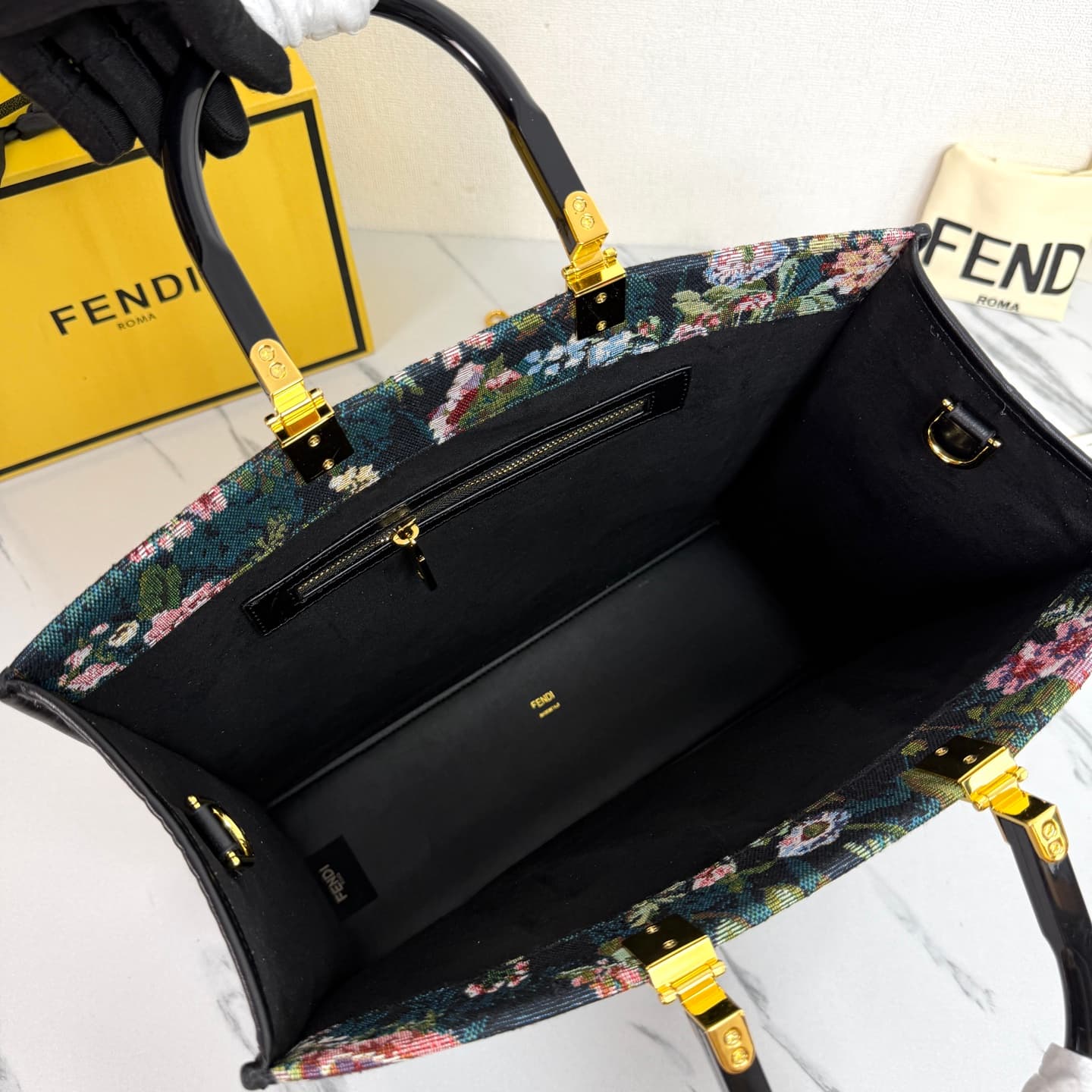 C2843 New Fendi denim rose tote bag｜35CM — image 5