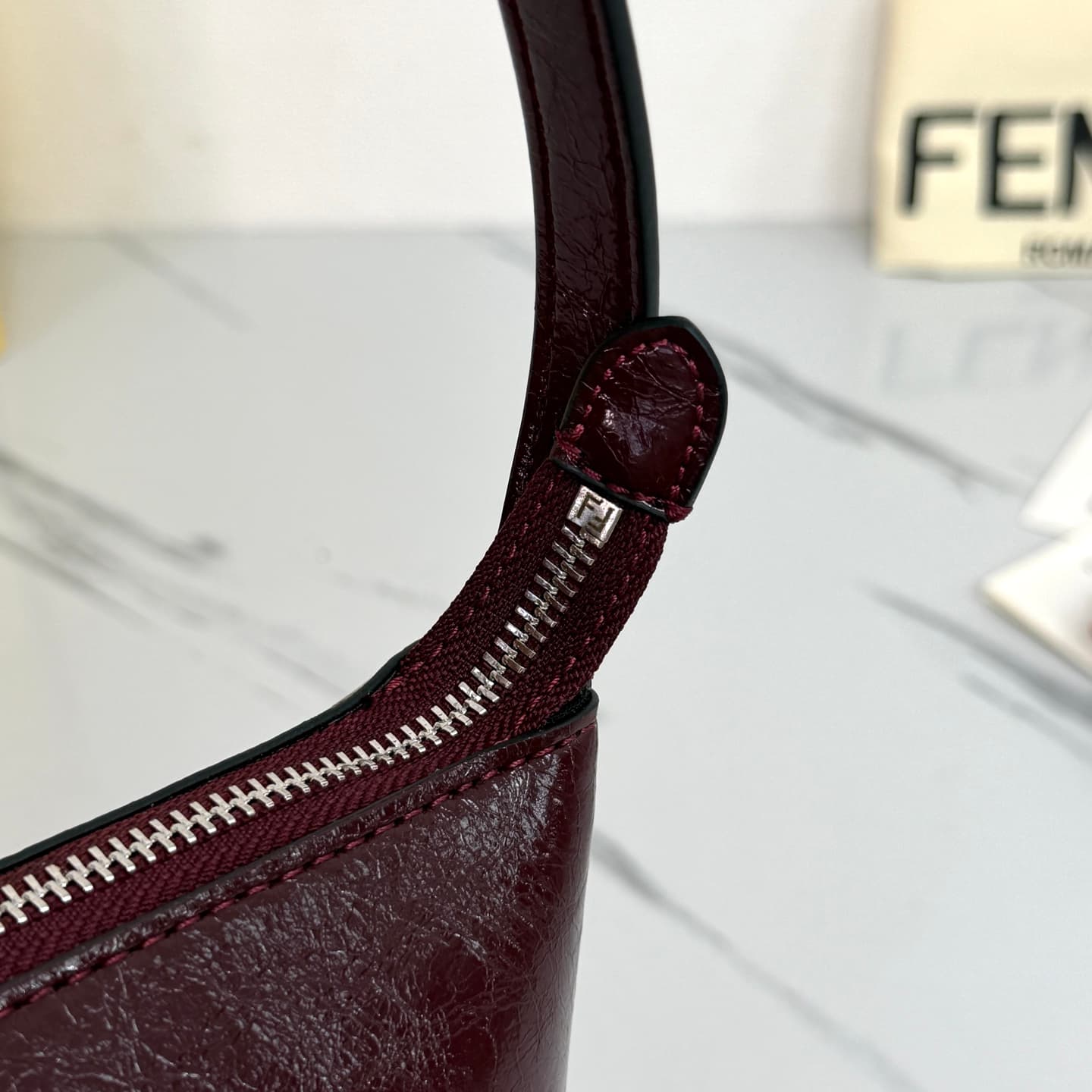 C2839 FENDI vintage/retro mini underarm bag, made from carefully selected oil-wax wrinkled cowhide and classic FF print fabric, offering a fine texture and durability. — image 6