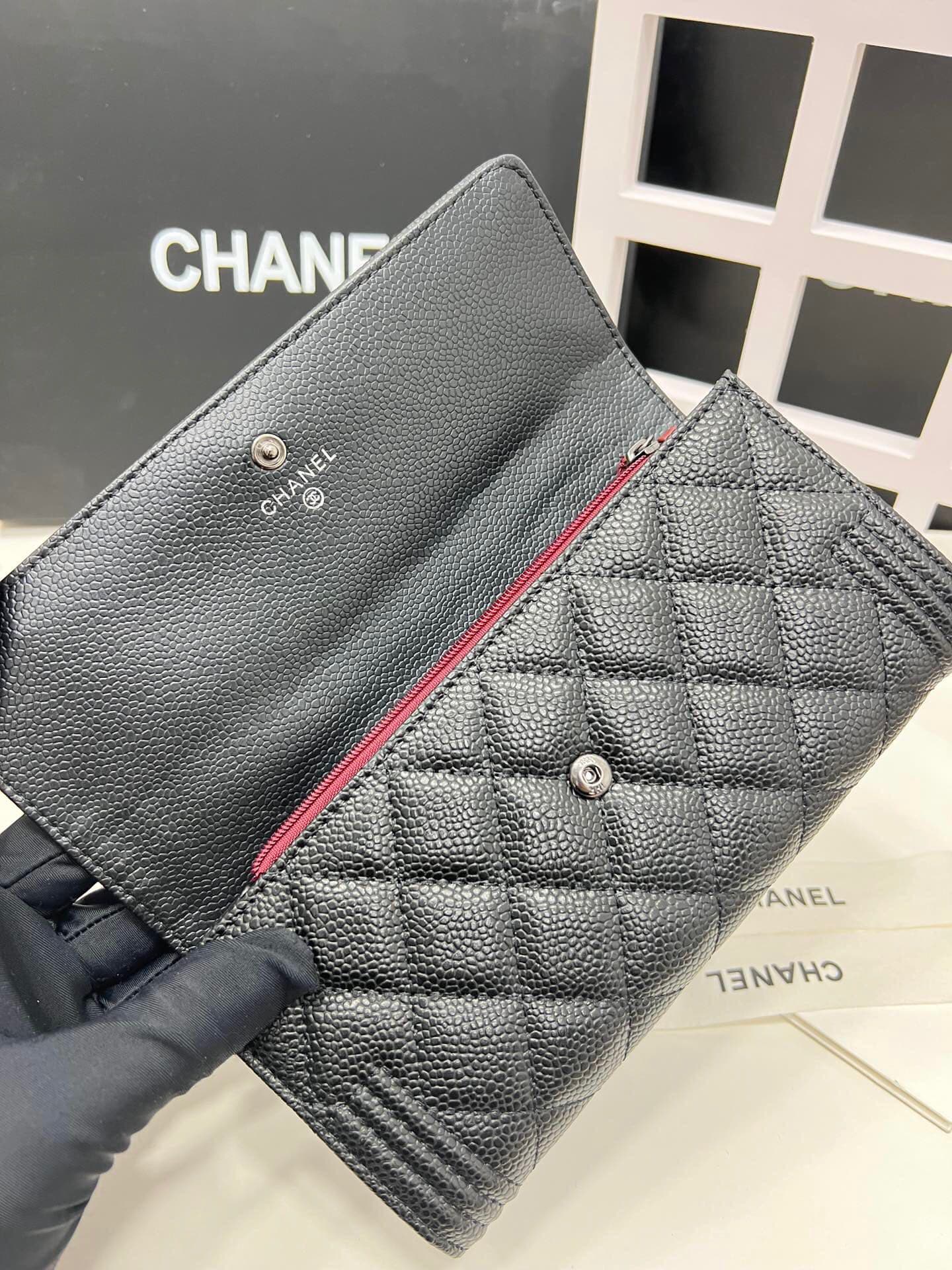 C369 Upgraded version 💋 leboy collection: small granular ball-textured cowhide or sheepskin leather with gold/silver buttons. Chanel 🆕 new colors. A zipper-based long wallet.[得意][得意] High-quality original items: exquisite locking mechanisms and fine stitc — image 7