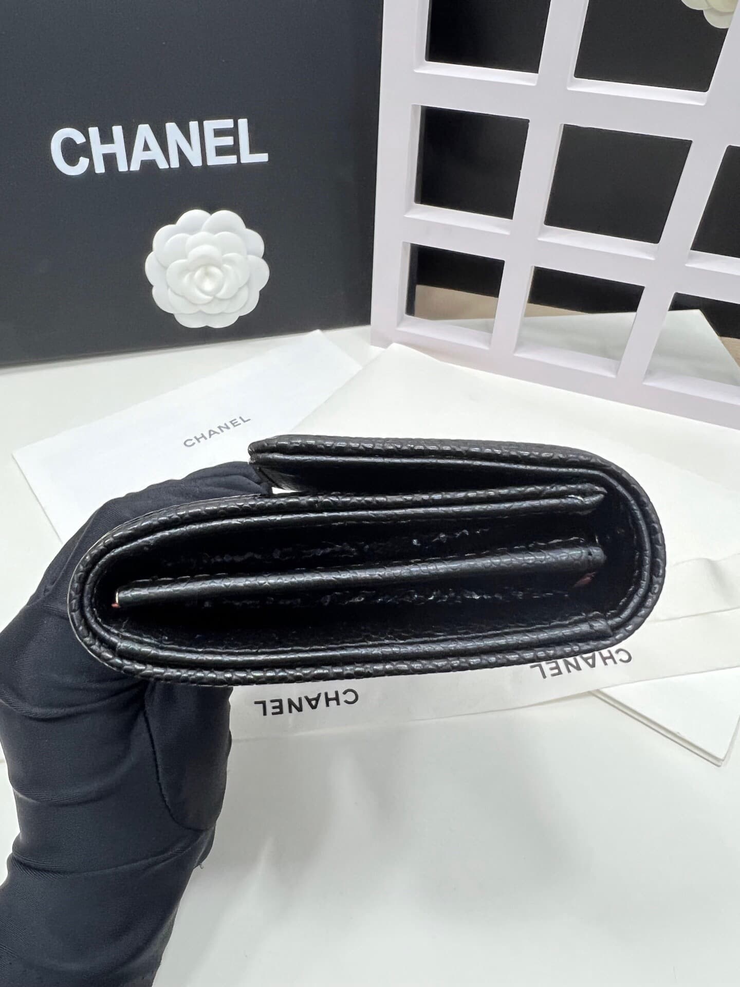 C369 Upgraded version 💋 leboy collection: small granular ball-textured cowhide or sheepskin leather with gold/silver buttons. Chanel 🆕 new colors. A zipper-based long wallet.[得意][得意] High-quality original items: exquisite locking mechanisms and fine stitc — image 5