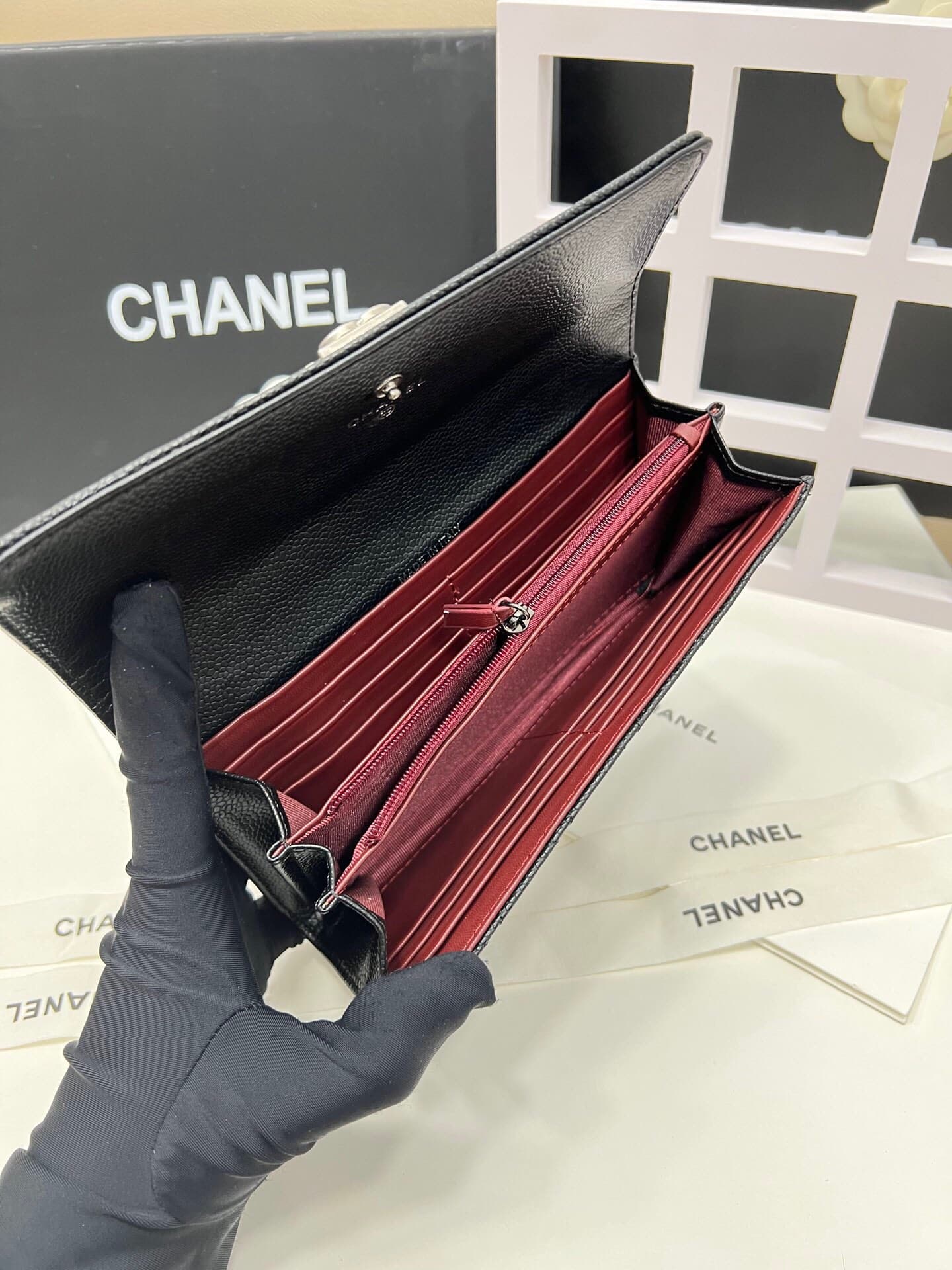 C369 Upgraded version 💋 leboy collection: small granular ball-textured cowhide or sheepskin leather with gold/silver buttons. Chanel 🆕 new colors. A zipper-based long wallet.[得意][得意] High-quality original items: exquisite locking mechanisms and fine stitc — image 8