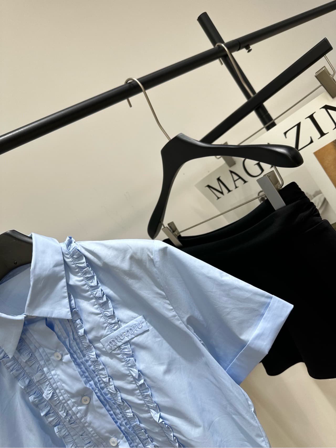 C18569 [MLight Blue Double Lace Short Sleeve Shirt] — image 4
