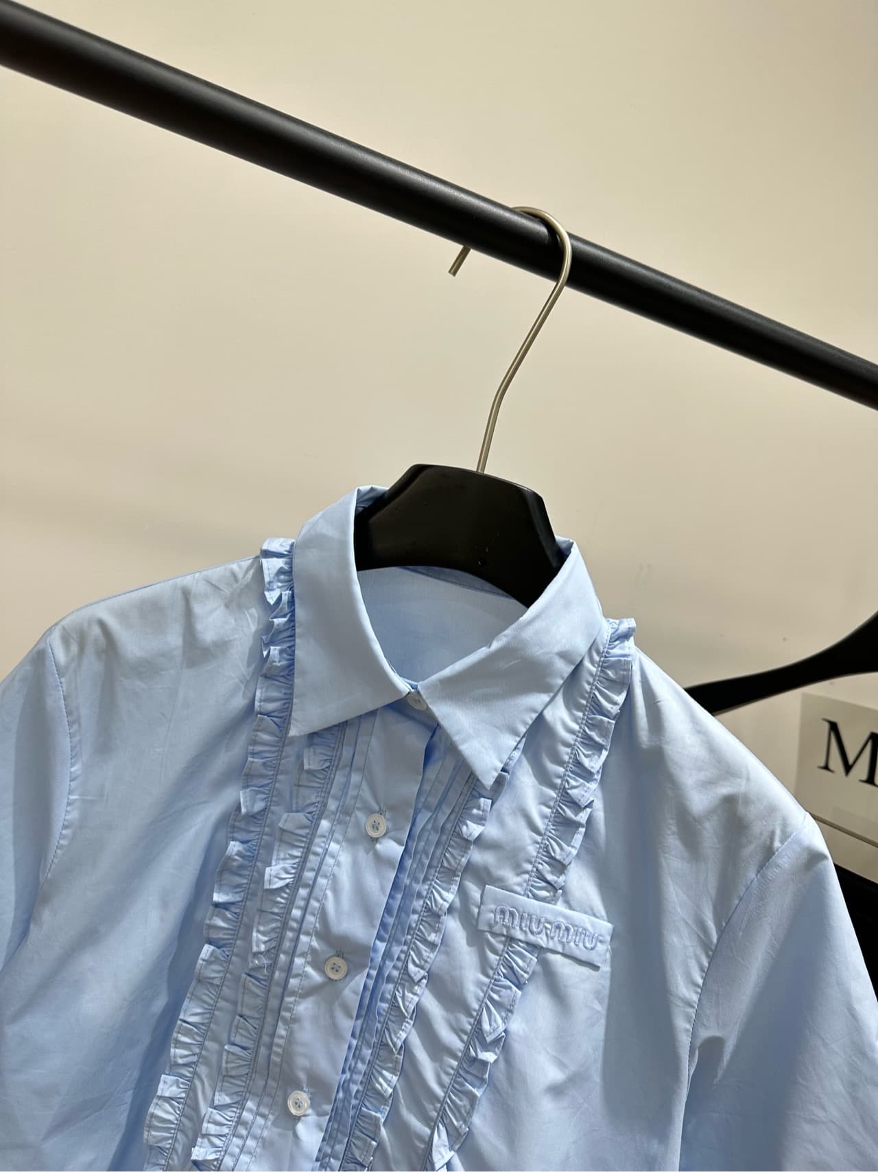 C18569 [MLight Blue Double Lace Short Sleeve Shirt] — image 2