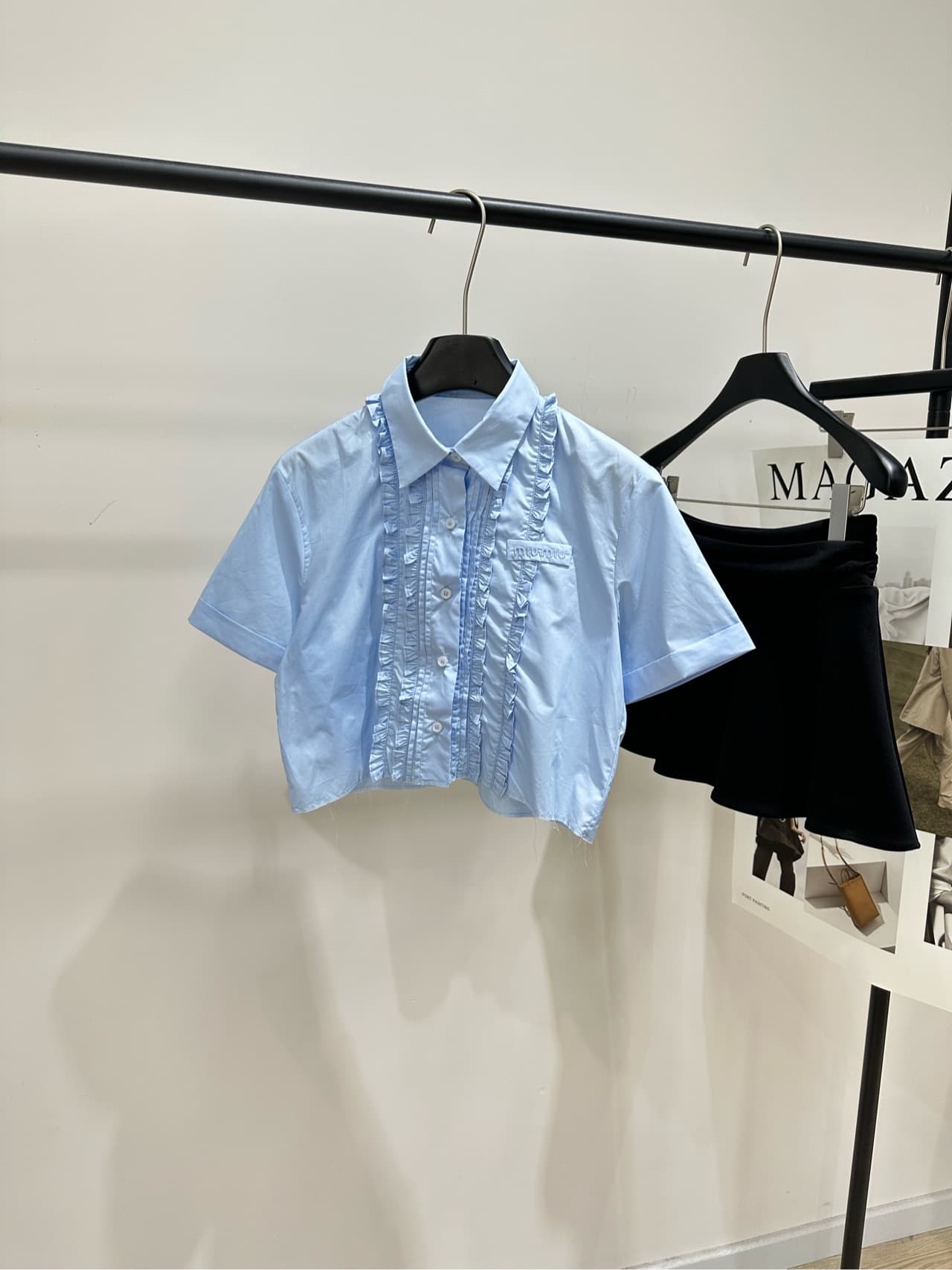 C18569 [MLight Blue Double Lace Short Sleeve Shirt] — image 1