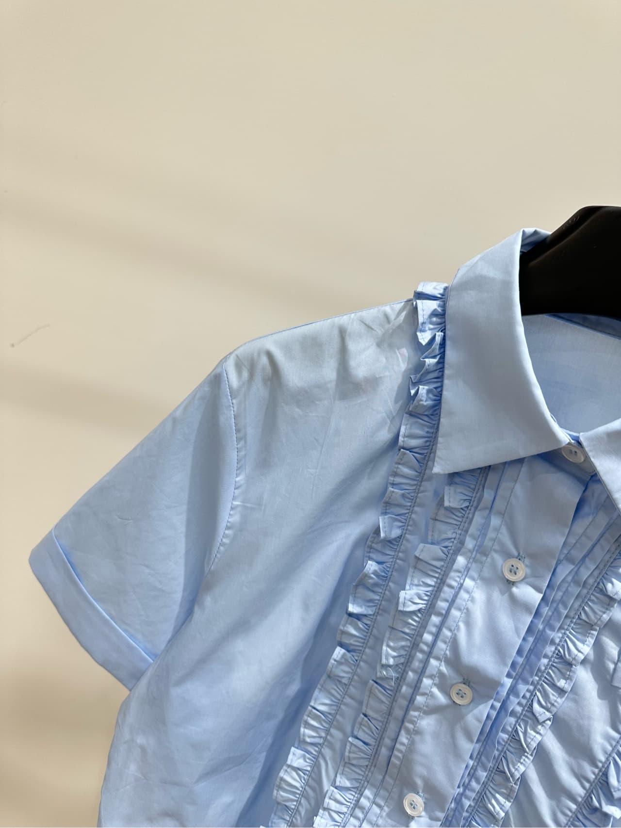 C18569 [MLight Blue Double Lace Short Sleeve Shirt] — image 3