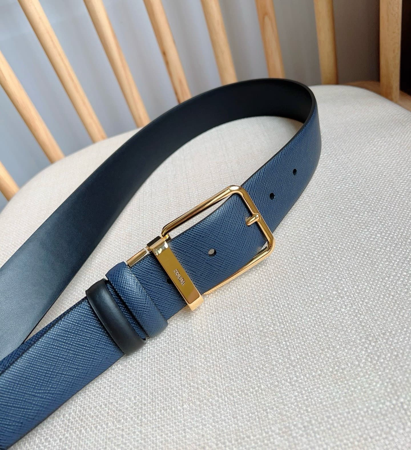 C32929 Prada – This double-sided belt features the iconic Saffiano leather material, along with metal buckles in a distinctive design. It exudes elegance and a modern style. Width: 3.5cm — image 8