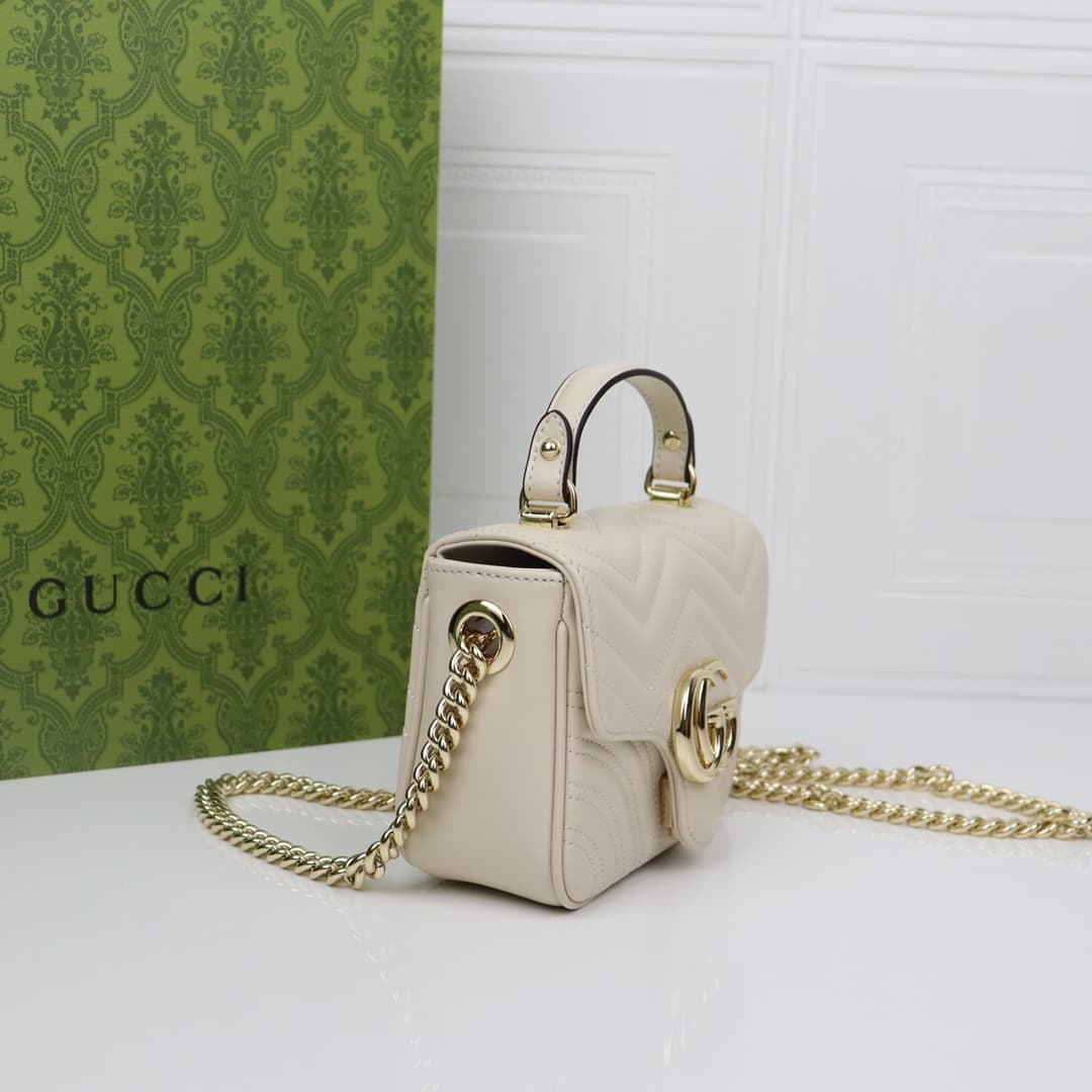 C4045 🌟 GG Marmont collection mini handbag – The GG Marmont collection features a new silhouette with classic colors, showcasing an early autumn-style elegance. This handbag is made of V-shaped leather sewn with Gucci Rosso Ancora red thread, with detacha — image 3