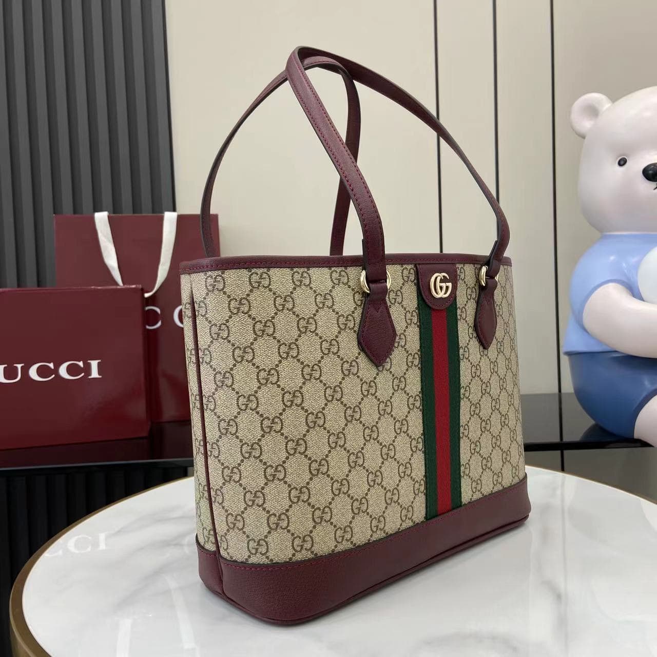 C4018 💎430💎‼️【New Product】The Ophidia collection features innovative shapes and functions. Designed with a distinctive beige and brown color scheme, it creates soft, modern bag items. — image 2