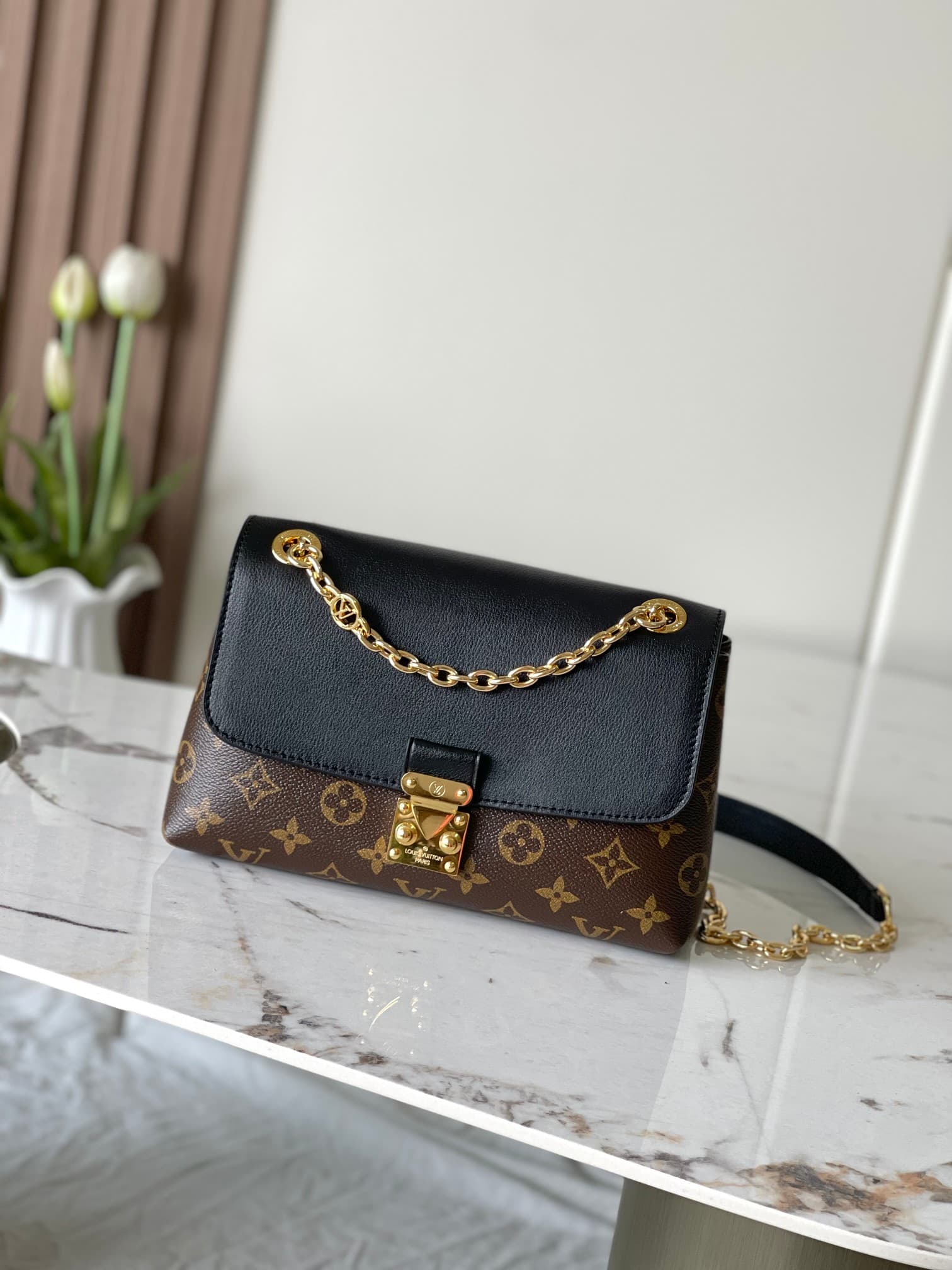 C5178 Original model enhanced version + semi-steel hardware, 163C dynamic chip [Madeleine BB handbag] m28424, gothic/black color; m28588, gothic/brown color — image 1